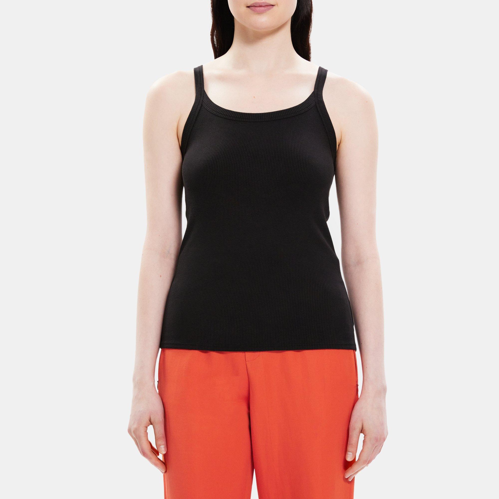 Theory Scoop Neck Tank in Ribbed Modal Cotton