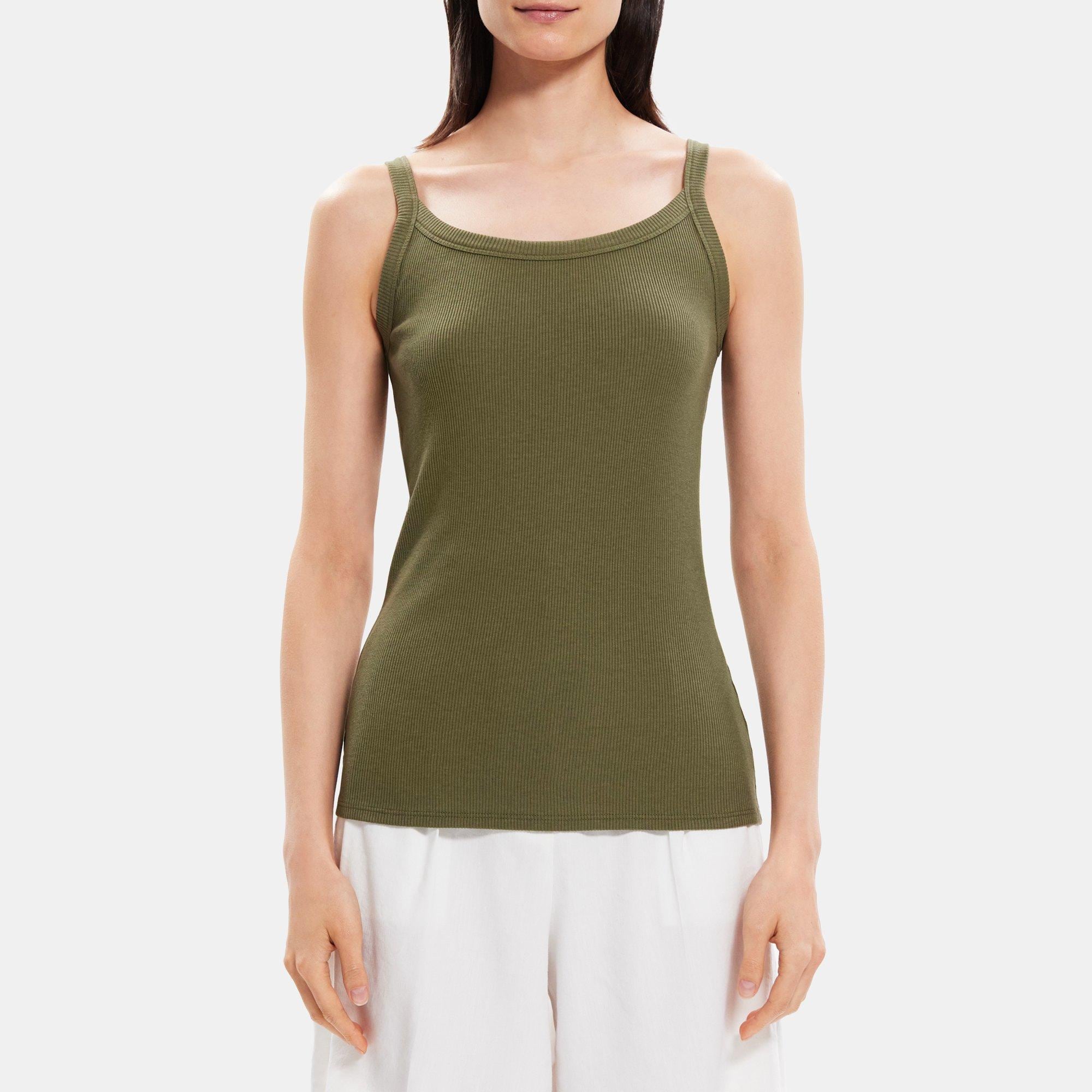 DARK GREEN Cotton Rib Tank