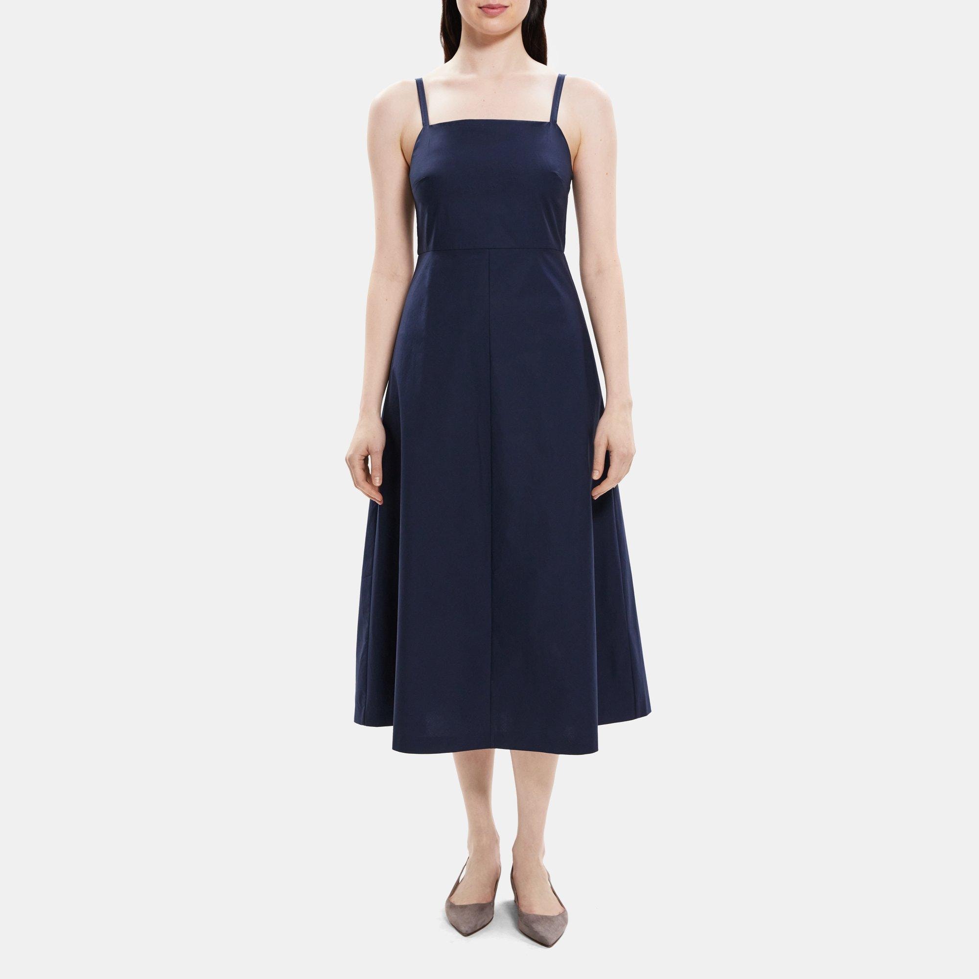 Cotton Poplin A-Line Maxi Dress | Theory Outlet