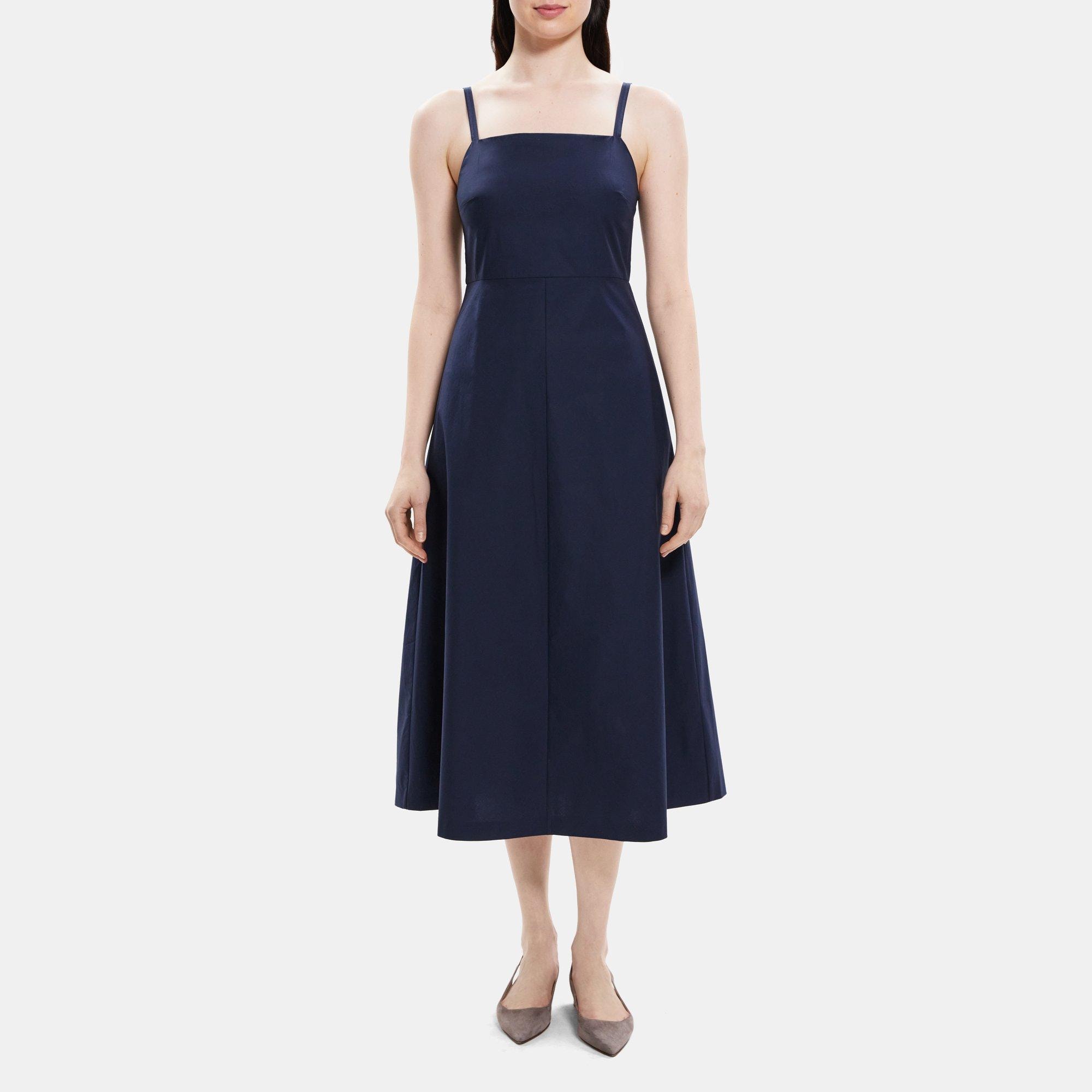 Theory A-Line Maxi Dress in Cotton Poplin