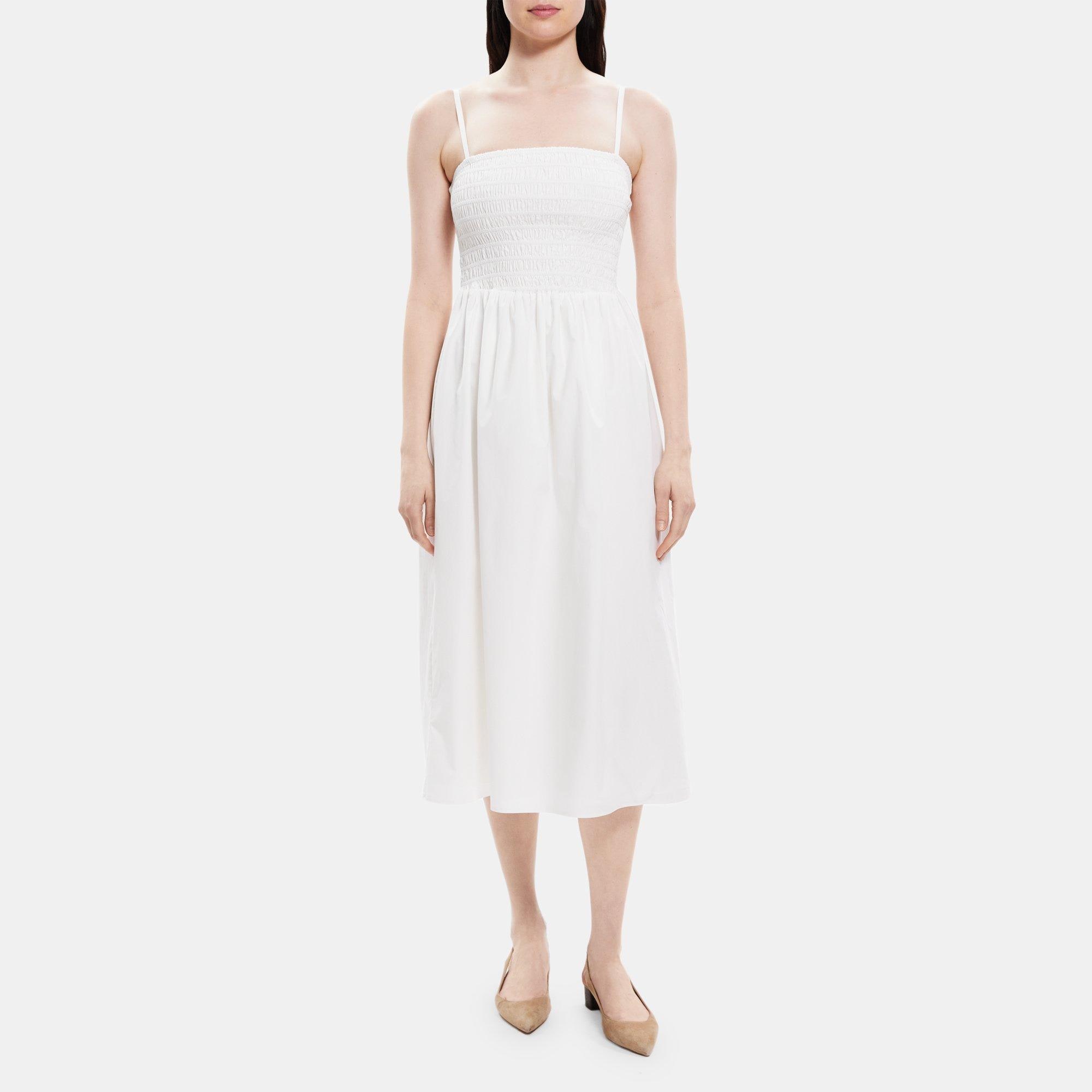 Printed Pure Cotton Midi Dress in White : TXR907