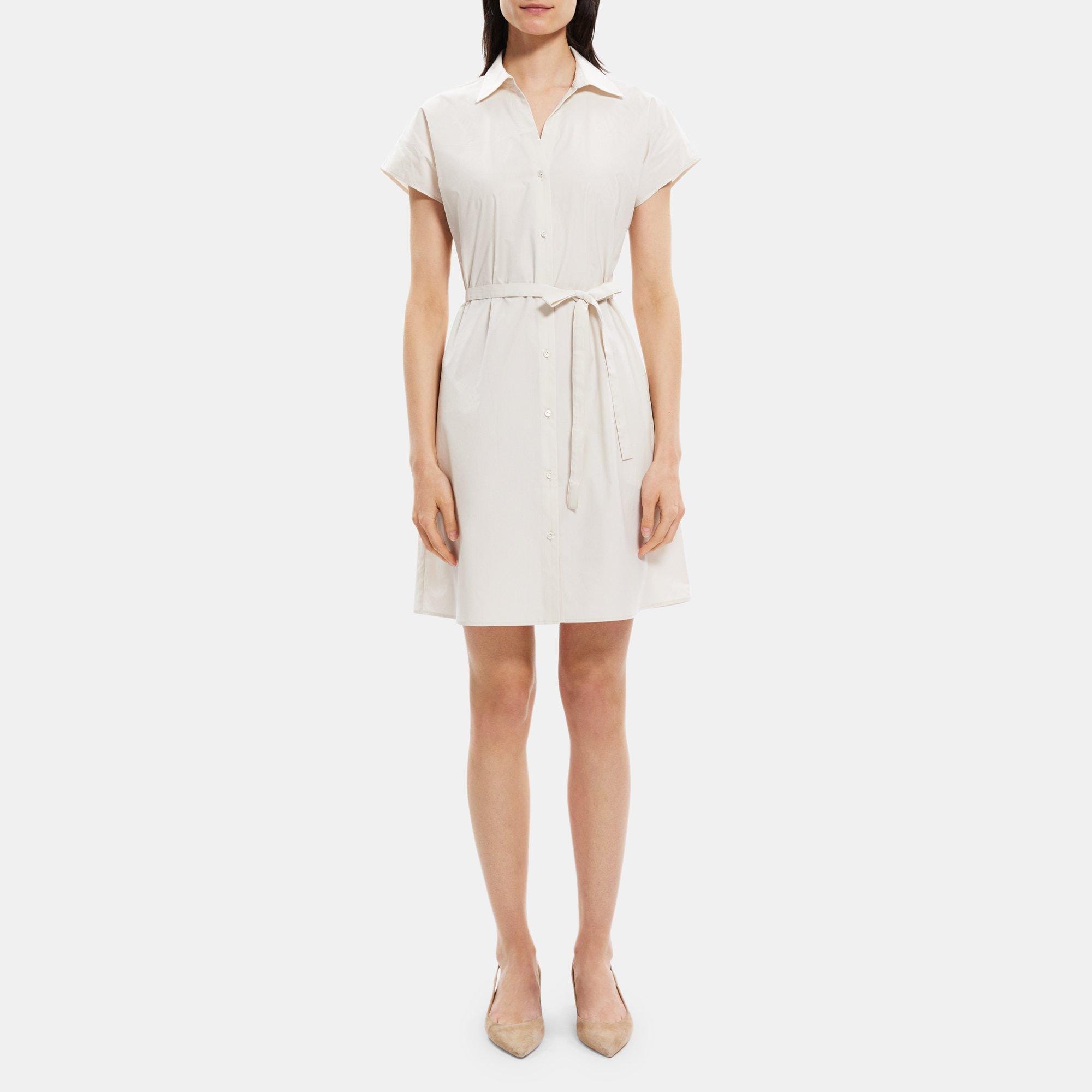 Theory Dolman Sleeve Shirt Dress in Cotton Poplin