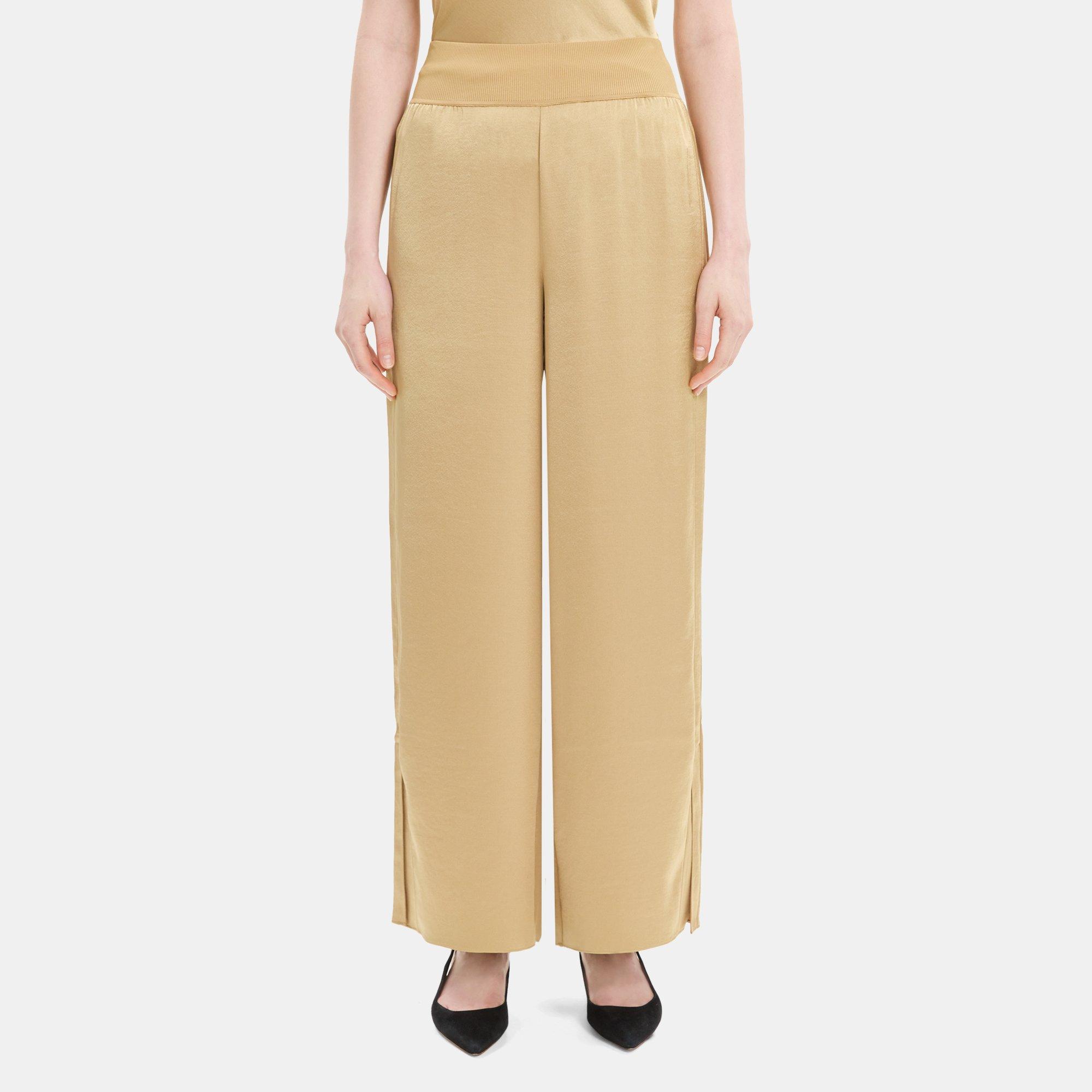 Silky Poly Slit Pull-On Pant | Theory Outlet