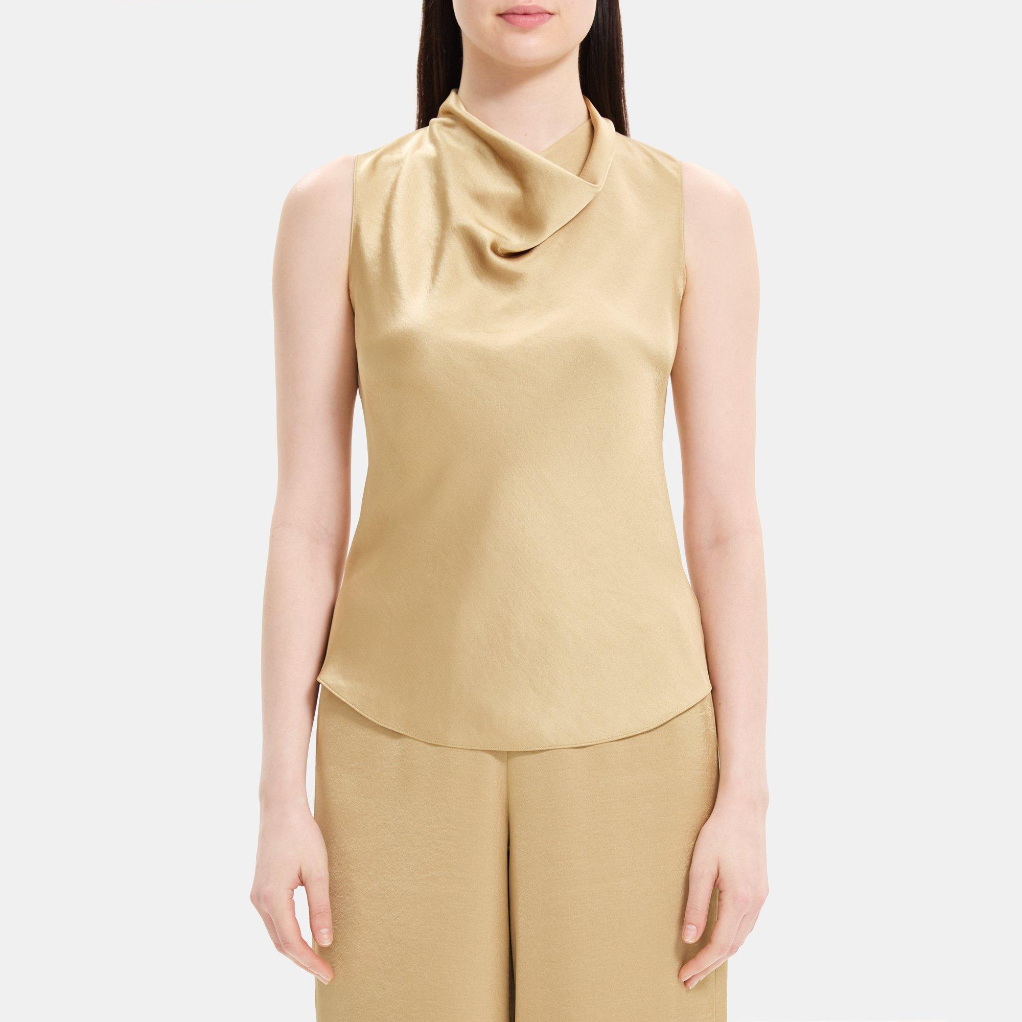 Theory Outlet Official Site | Cowl-Neck Top in Satin