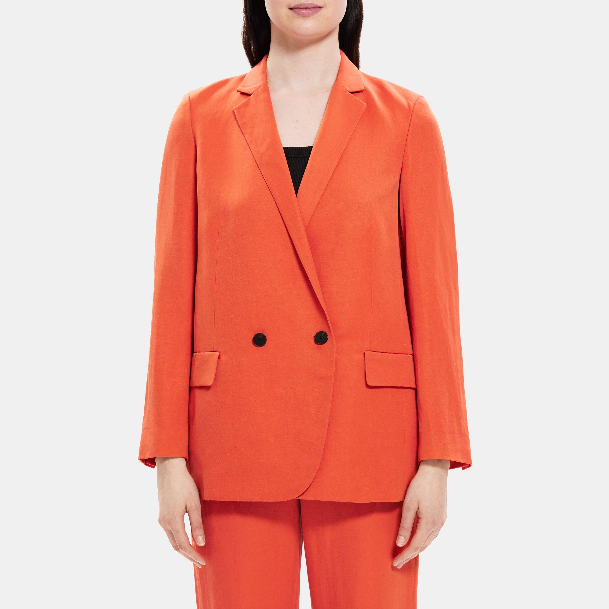 LinenBlend DoubleBreasted Blazer Theory Outlet