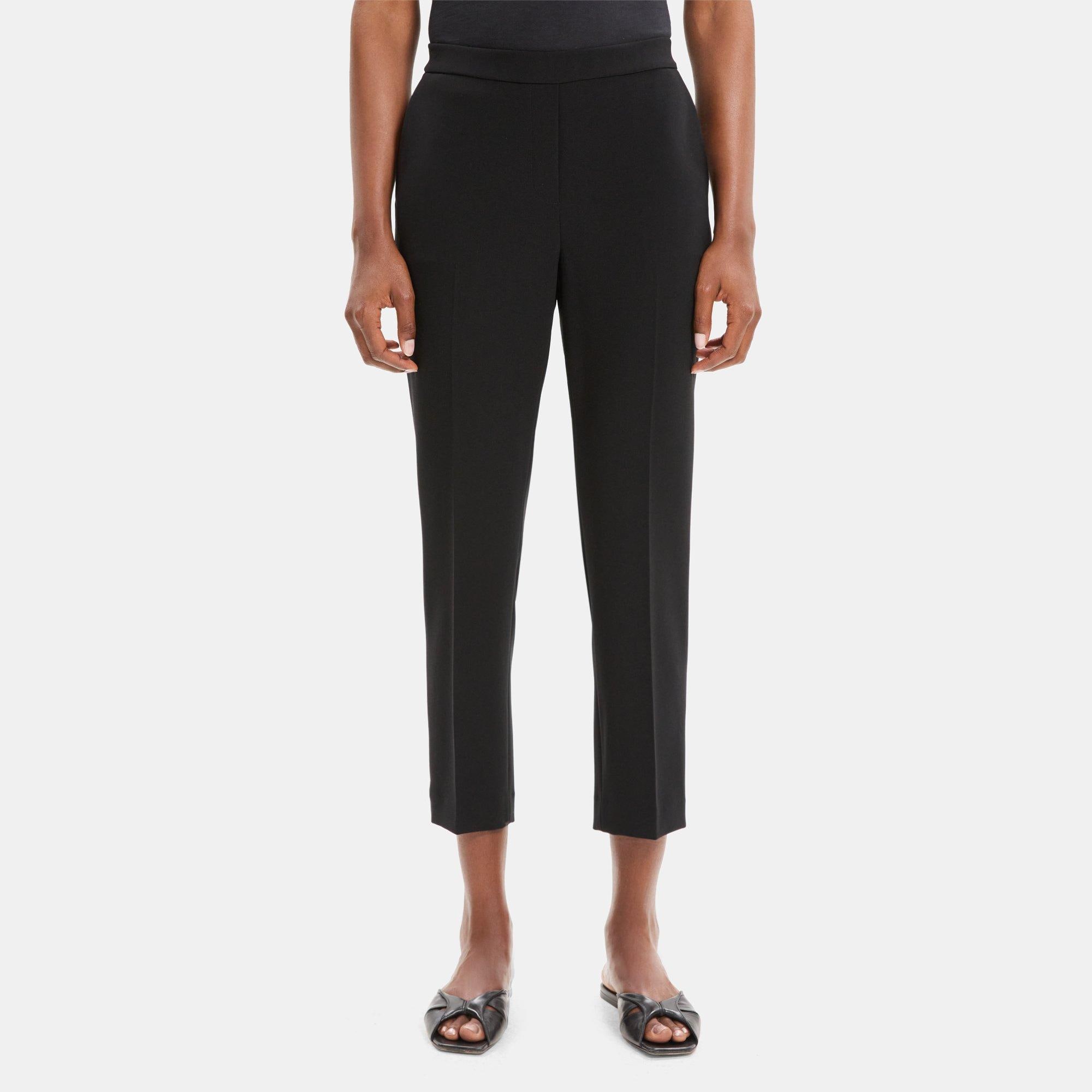 Theory Cropped Slim Pull-On Pant in Crepe