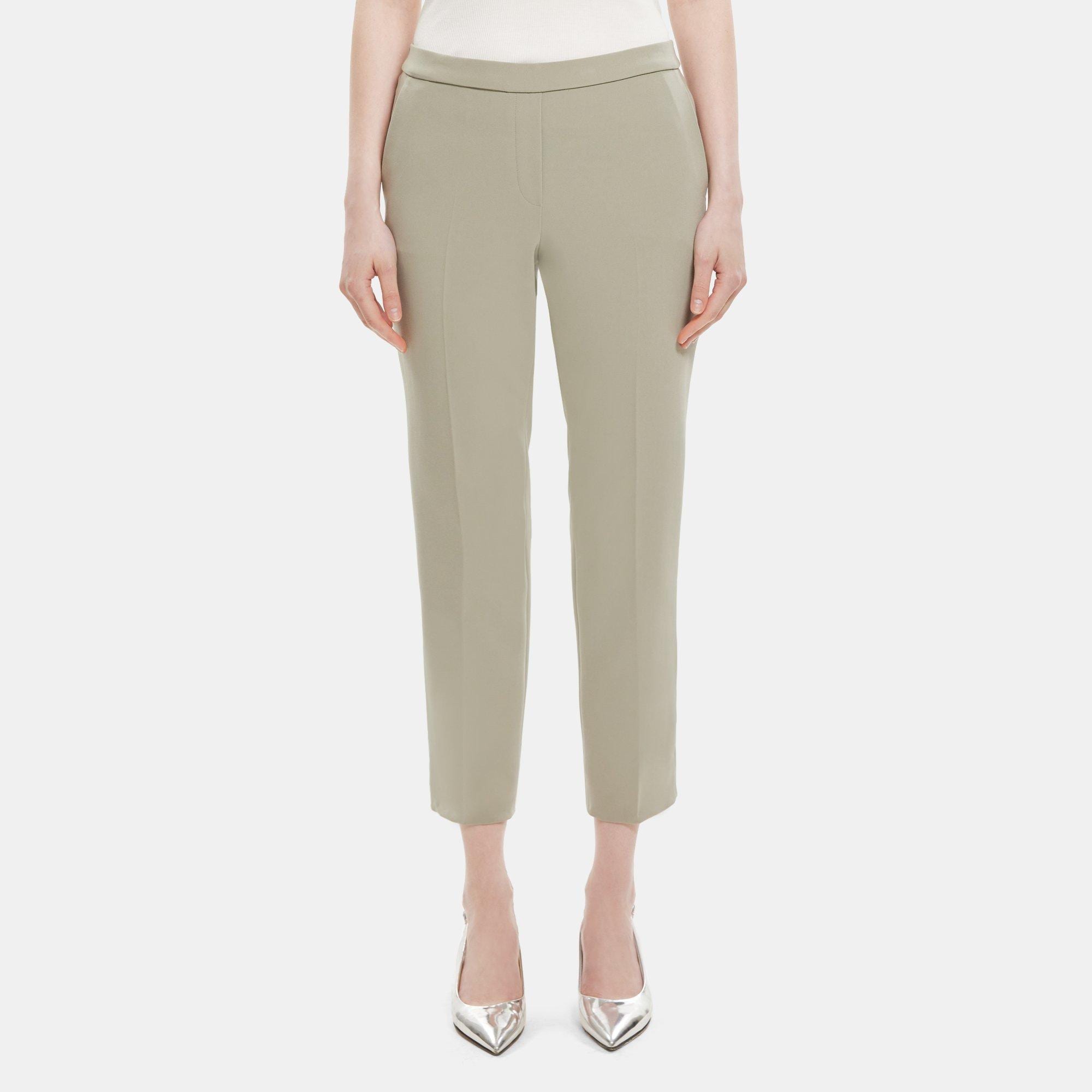 띠어리 Theory Cropped Slim Pull-On Pant in Crepe,SAGE