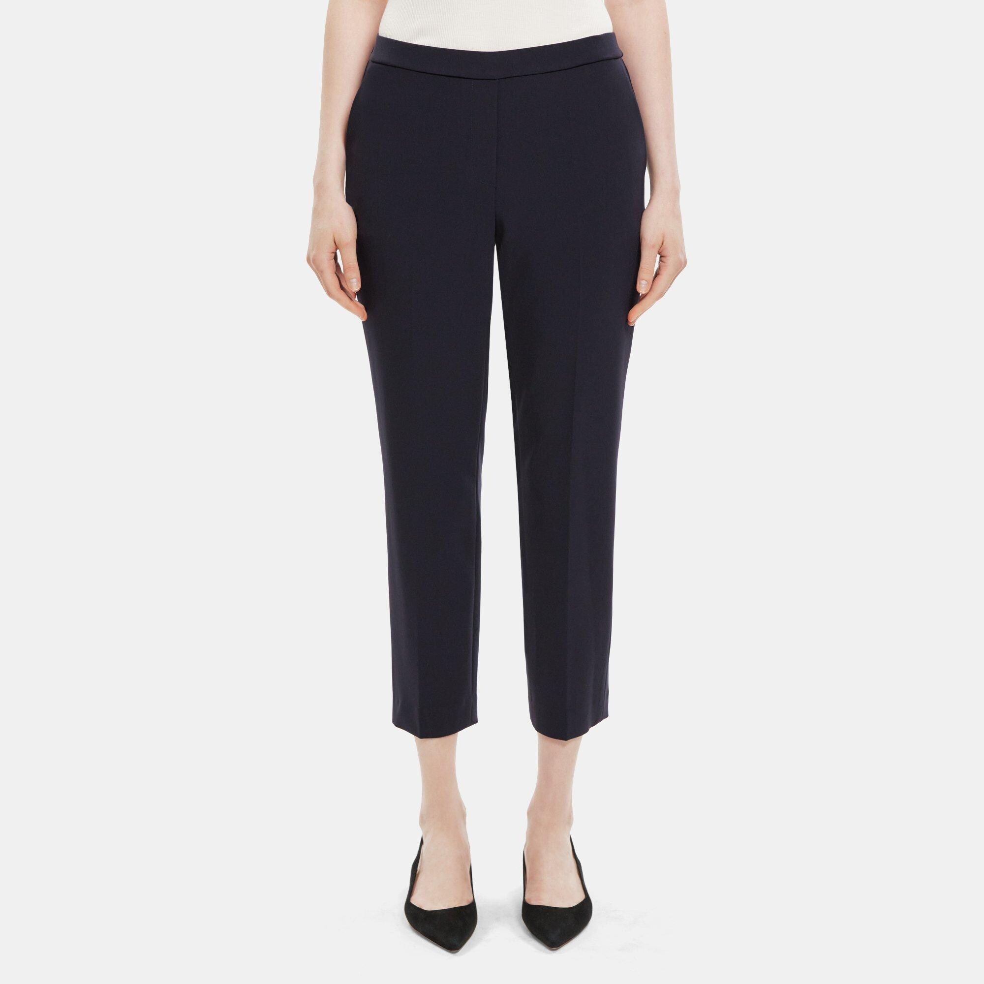 띠어리 Theory Cropped Slim Pull-On Pant in Crepe,DEEP NAVY