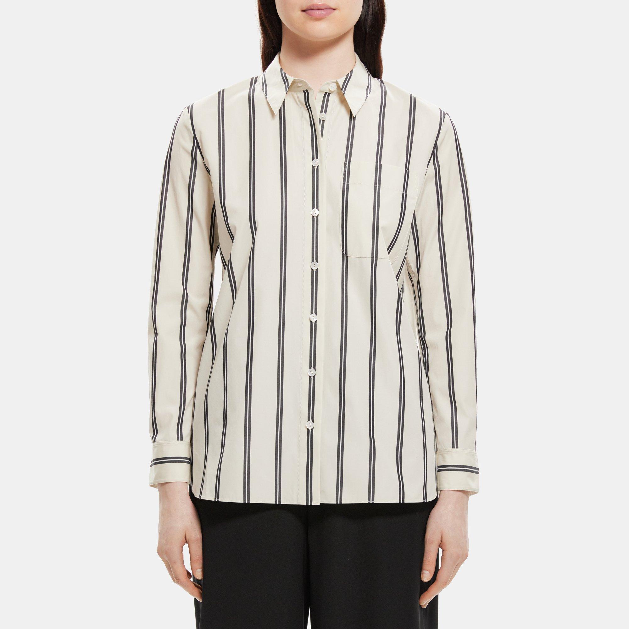 Theory Menswear Shirt in Striped Cotton Poplin