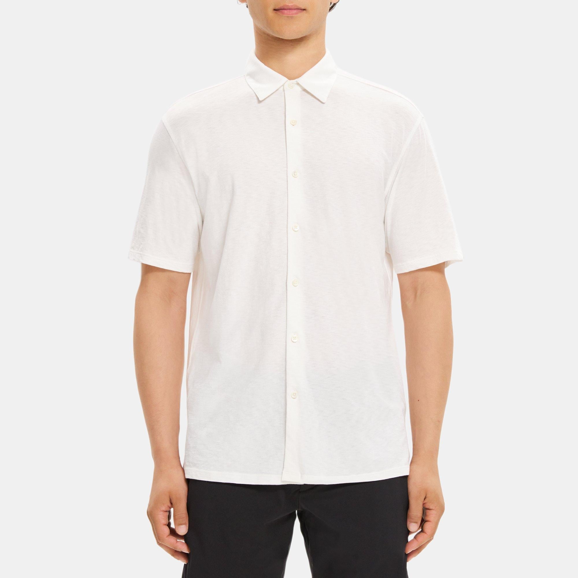 띠어리 Theory Standard-Fit Short-Sleeve Shirt in Slub Cotton,WHITE