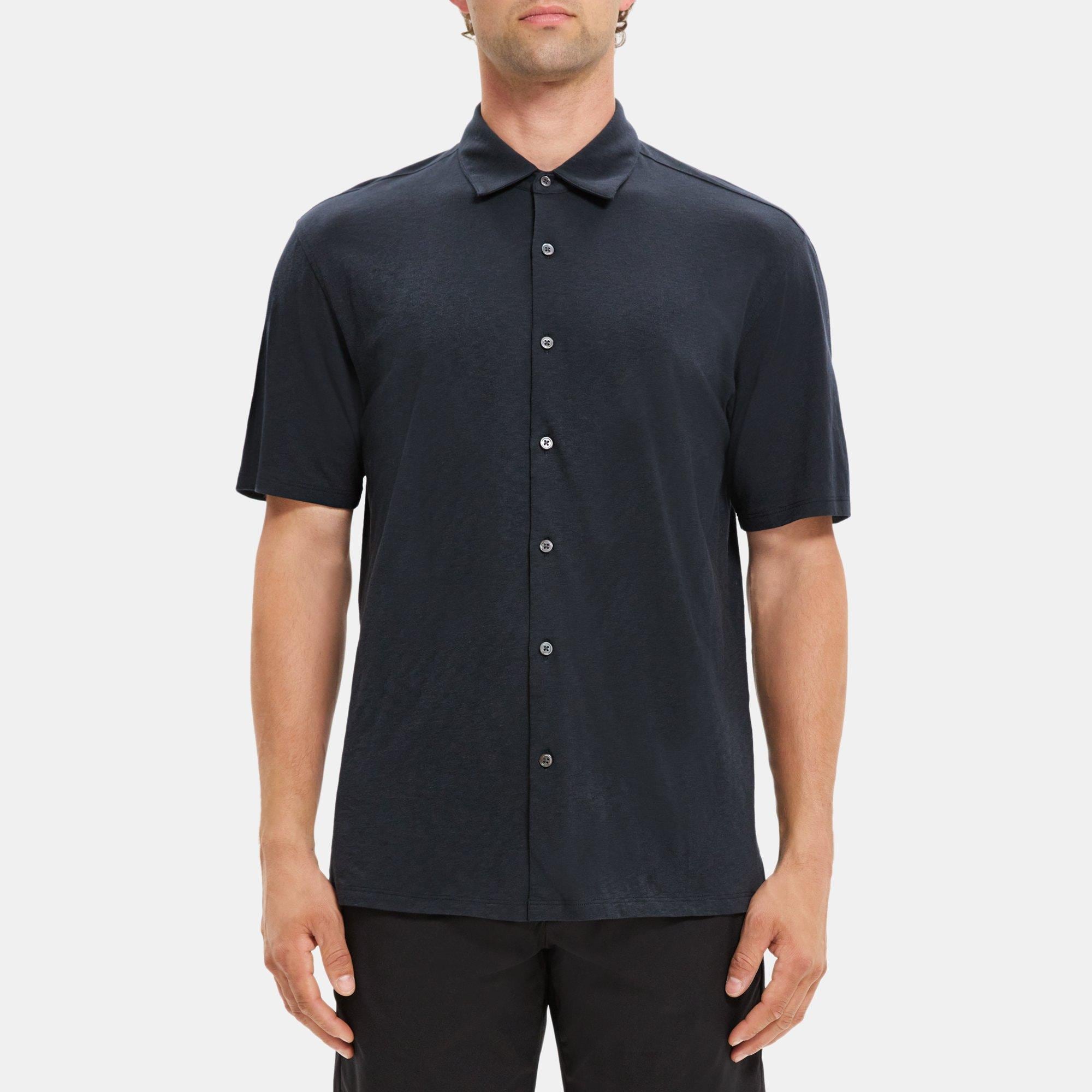 띠어리 Theory Standard-Fit Short-Sleeve Shirt in Slub Cotton,ECLIPSE