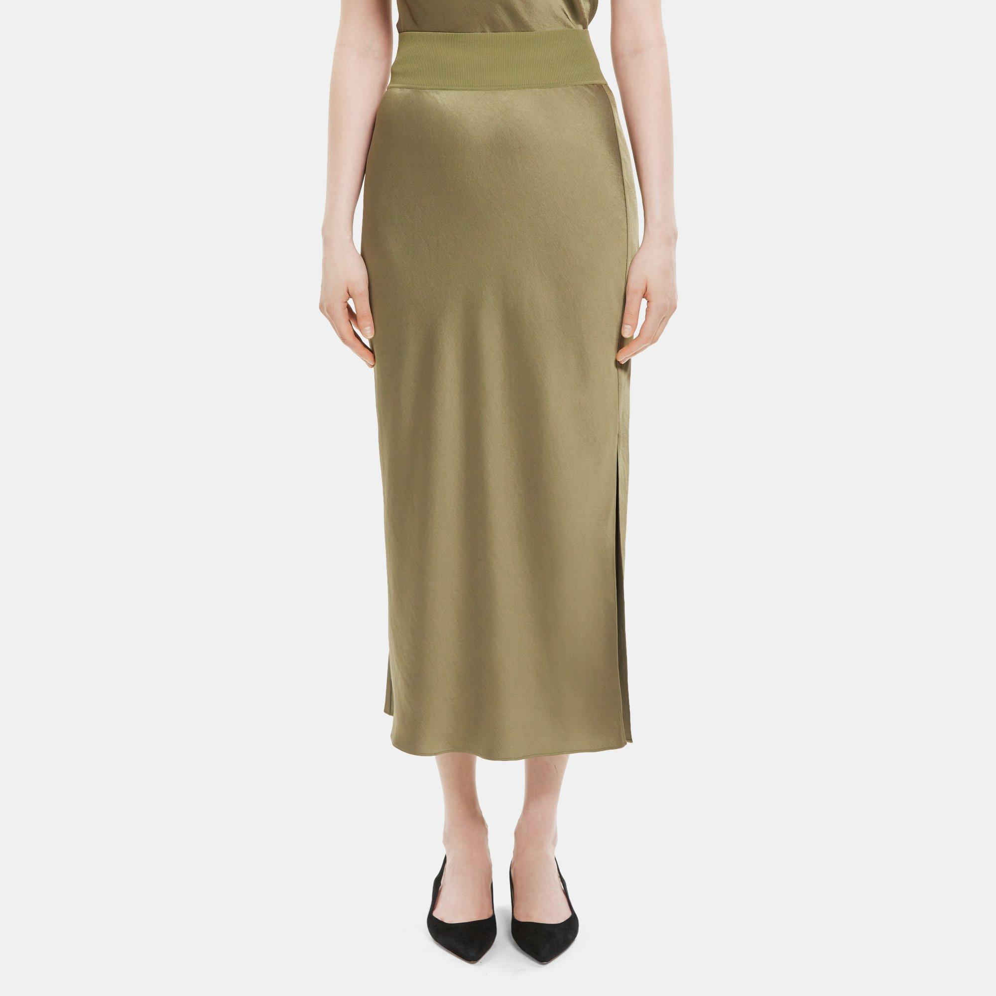Silky Poly Maxi Pull-On Skirt | Theory Outlet