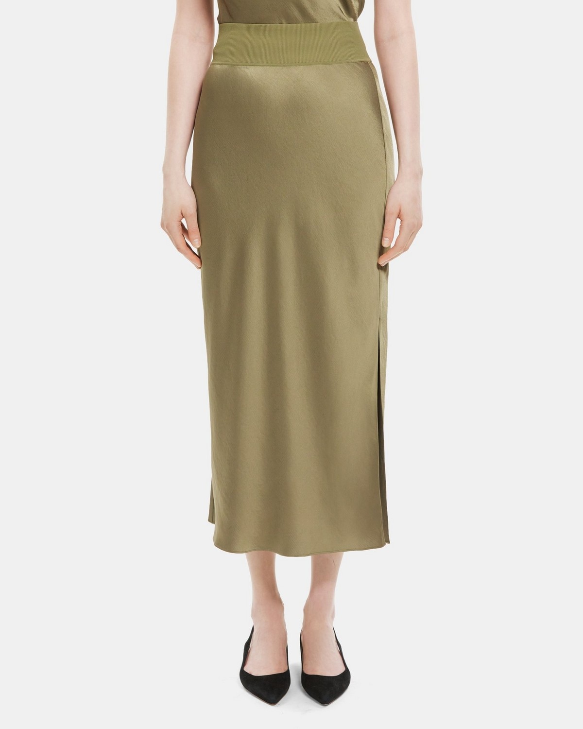 Silky Poly Maxi Pull-On Skirt | Theory Outlet