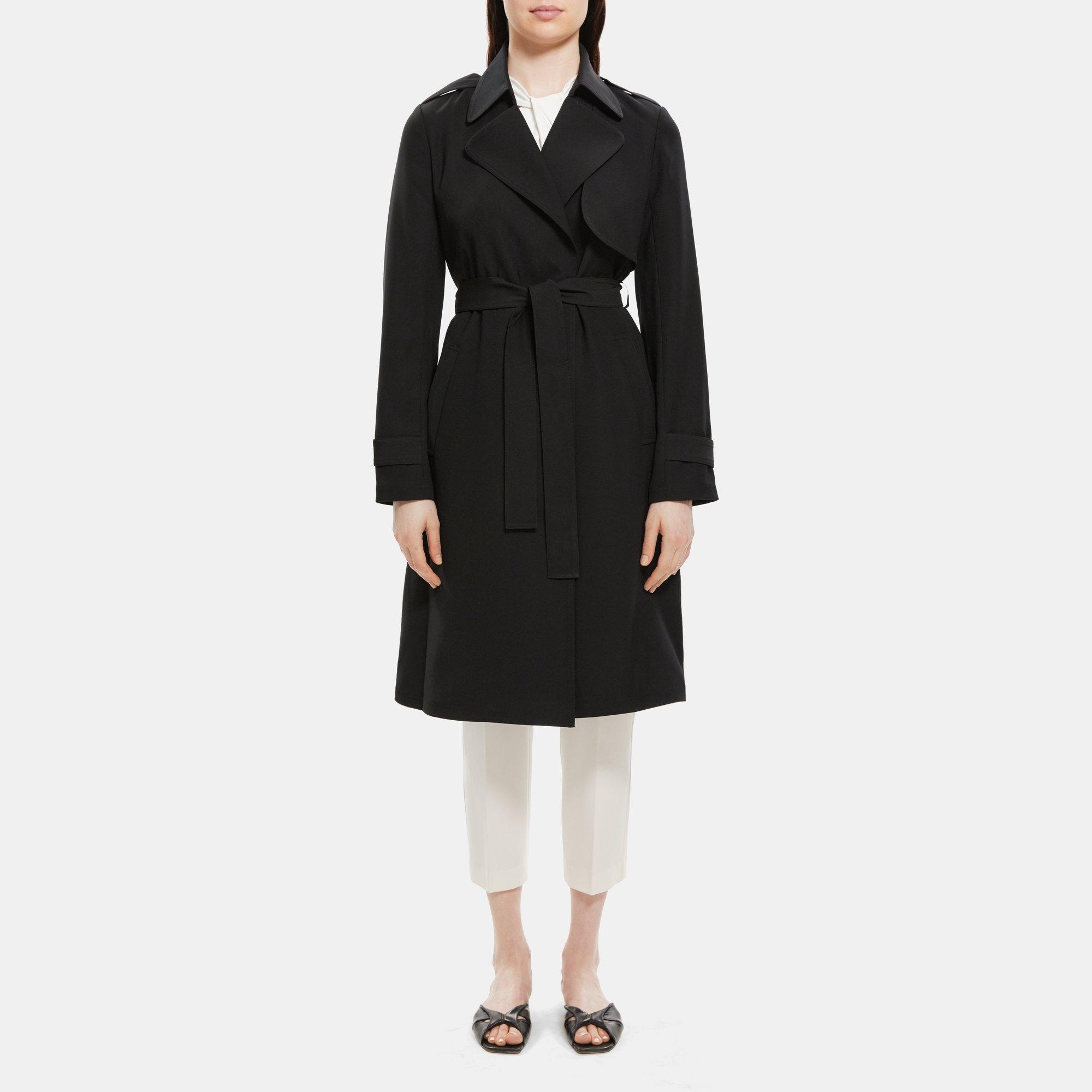 Crepe Relaxed Trench Coat | Theory Outlet