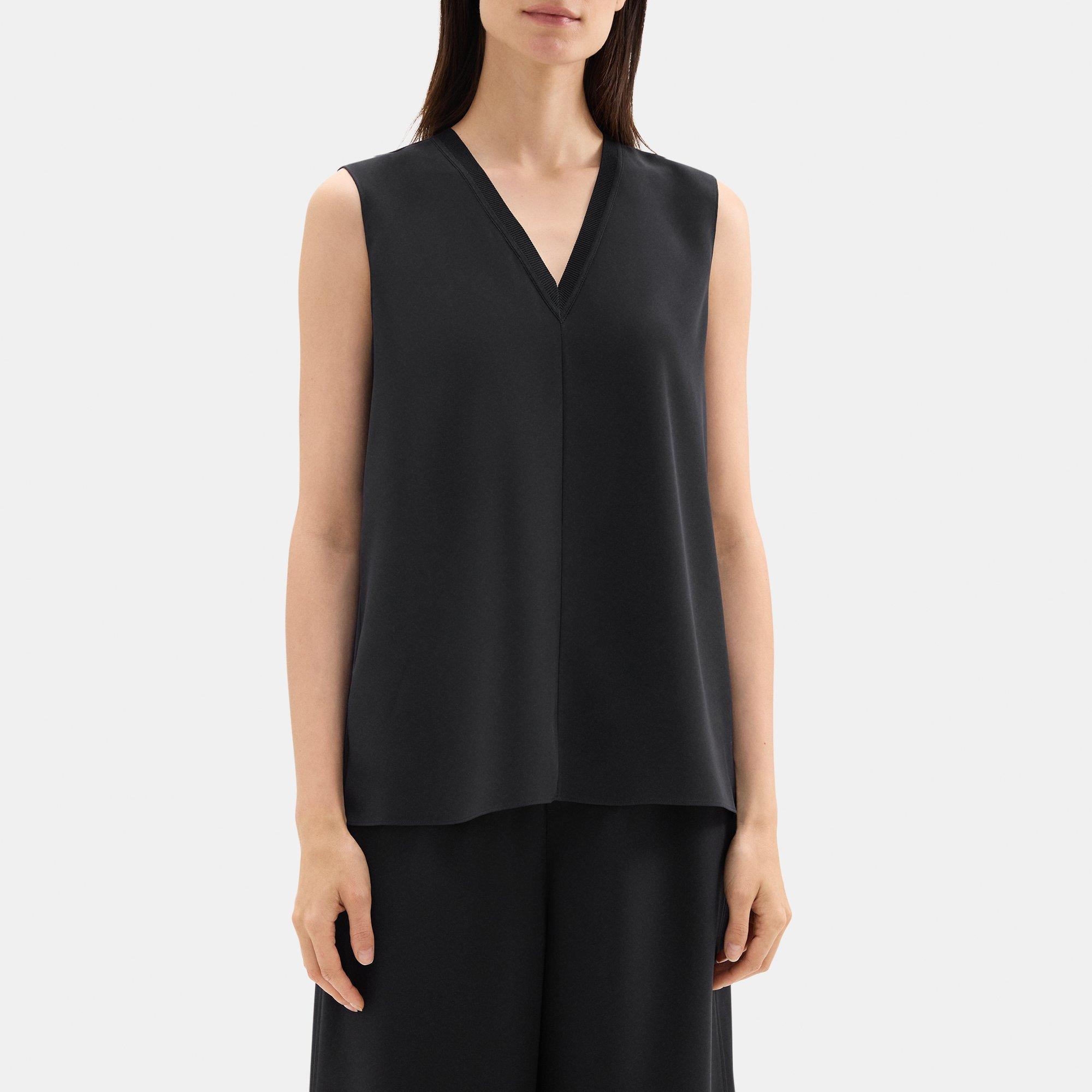 Crepe V-Neck Tank Top | Theory Outlet