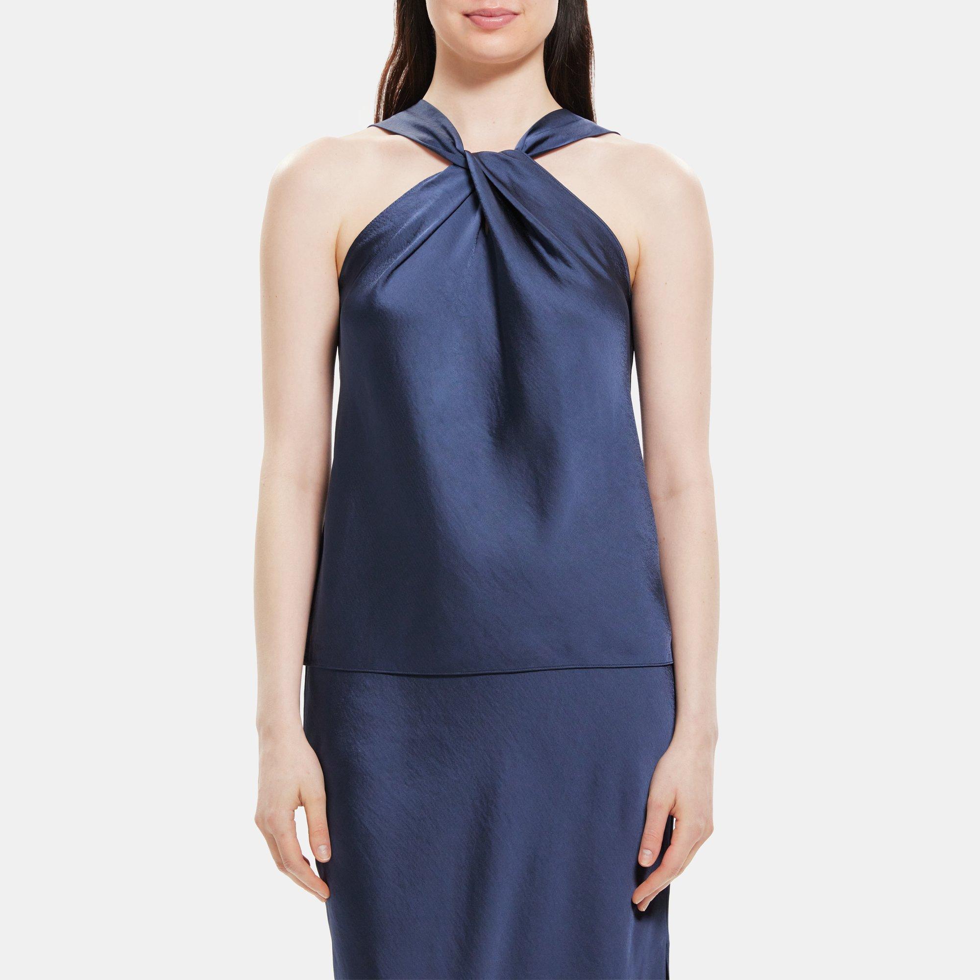Theory Sleeveless Twist Top in Silky Poly