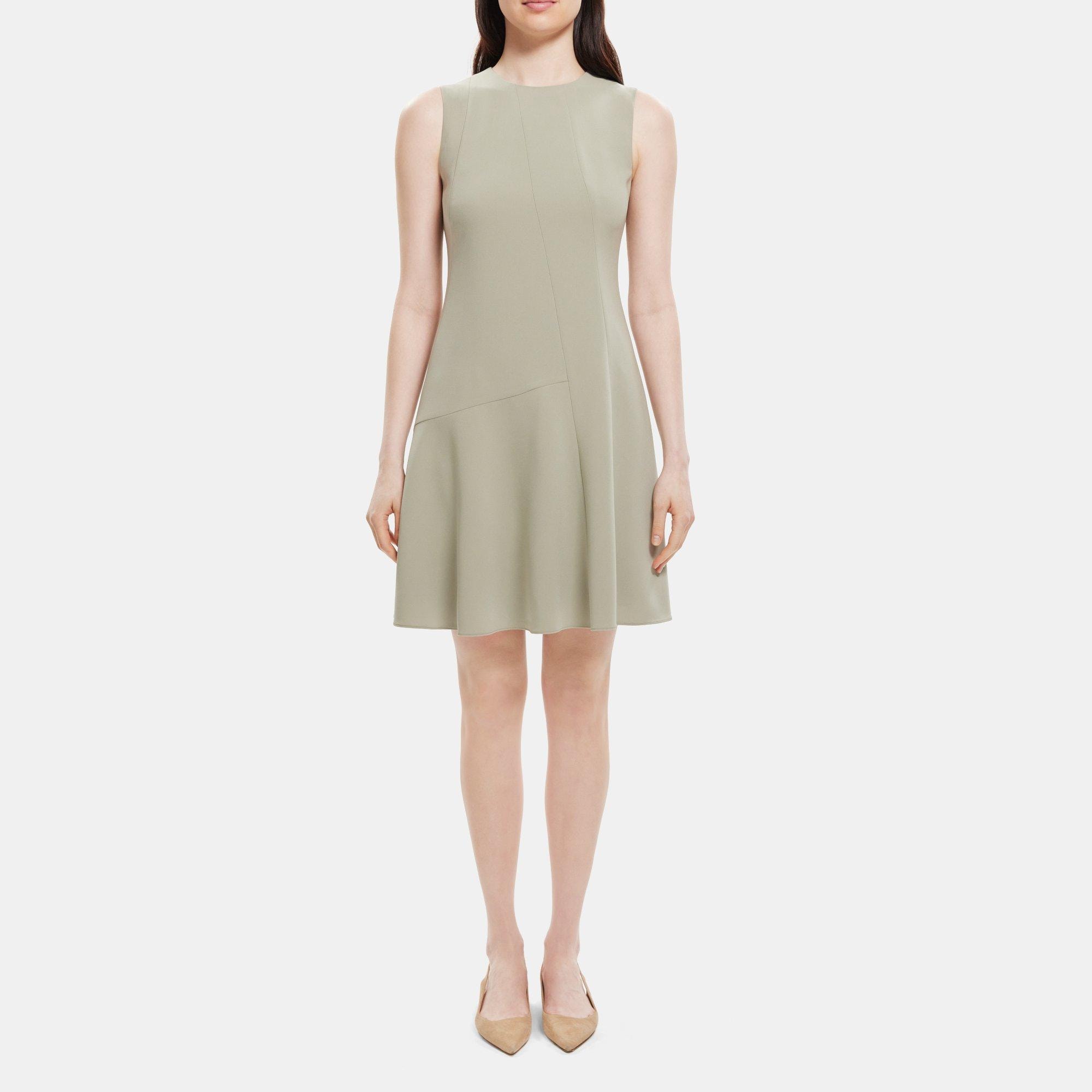 띠어리 Theory Fit-and-Flare Mini Dress in Crepe,SAGE