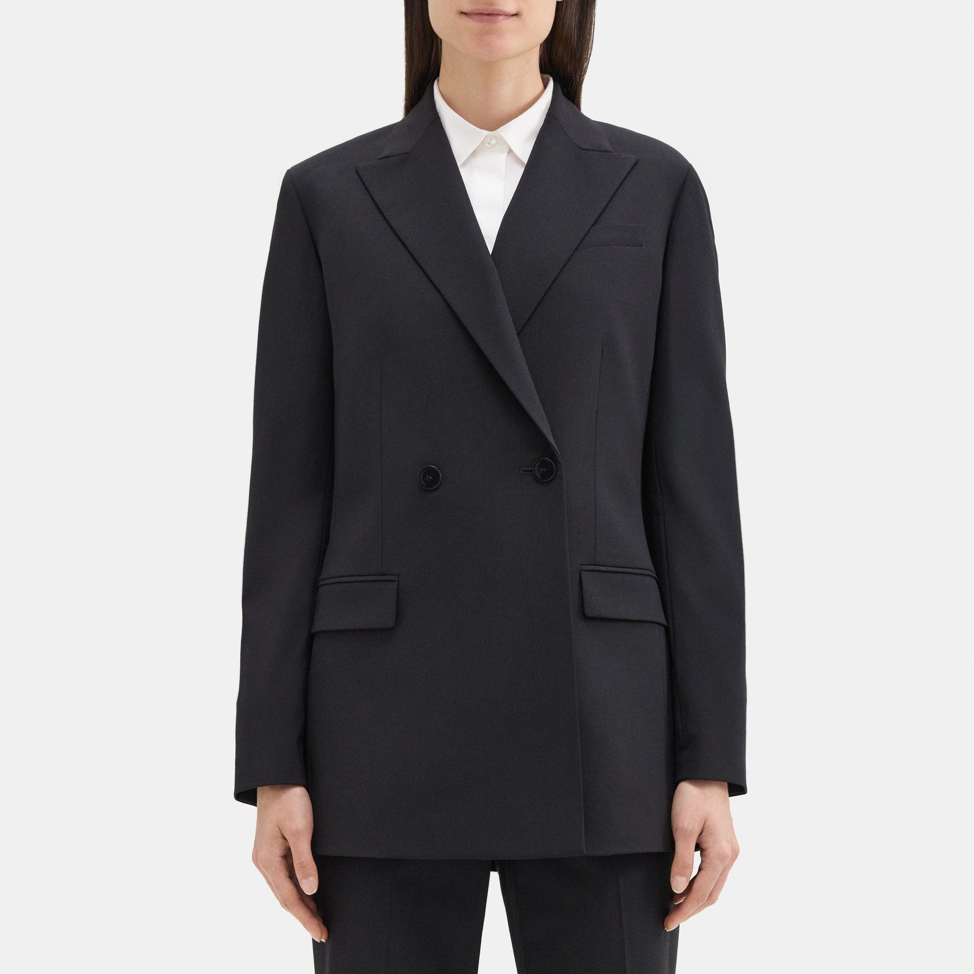 Theory Double-Breasted Blazer in Sevona Stretch Wool