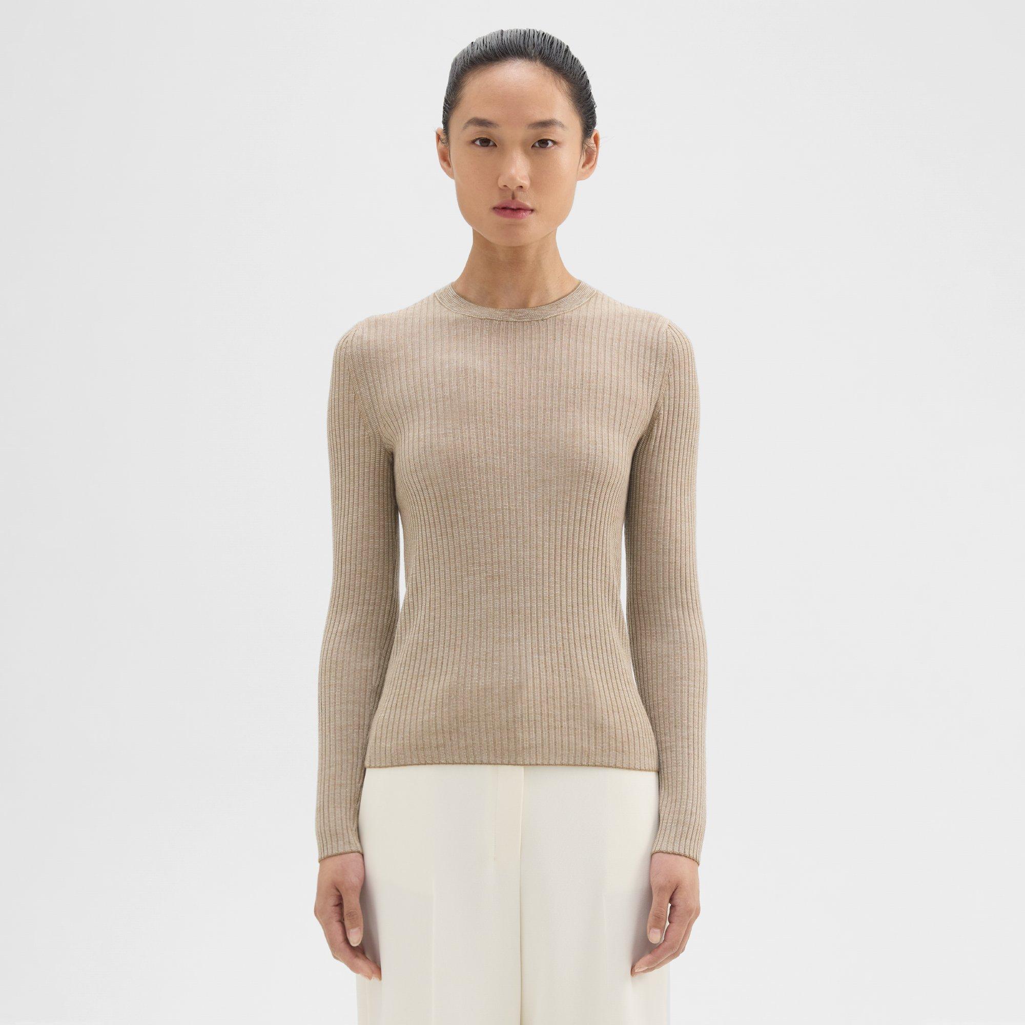 띠어리 Theory Long-Sleeve Tee in Regal Wool,CLASSIC KHAKI/LIGHT OAT