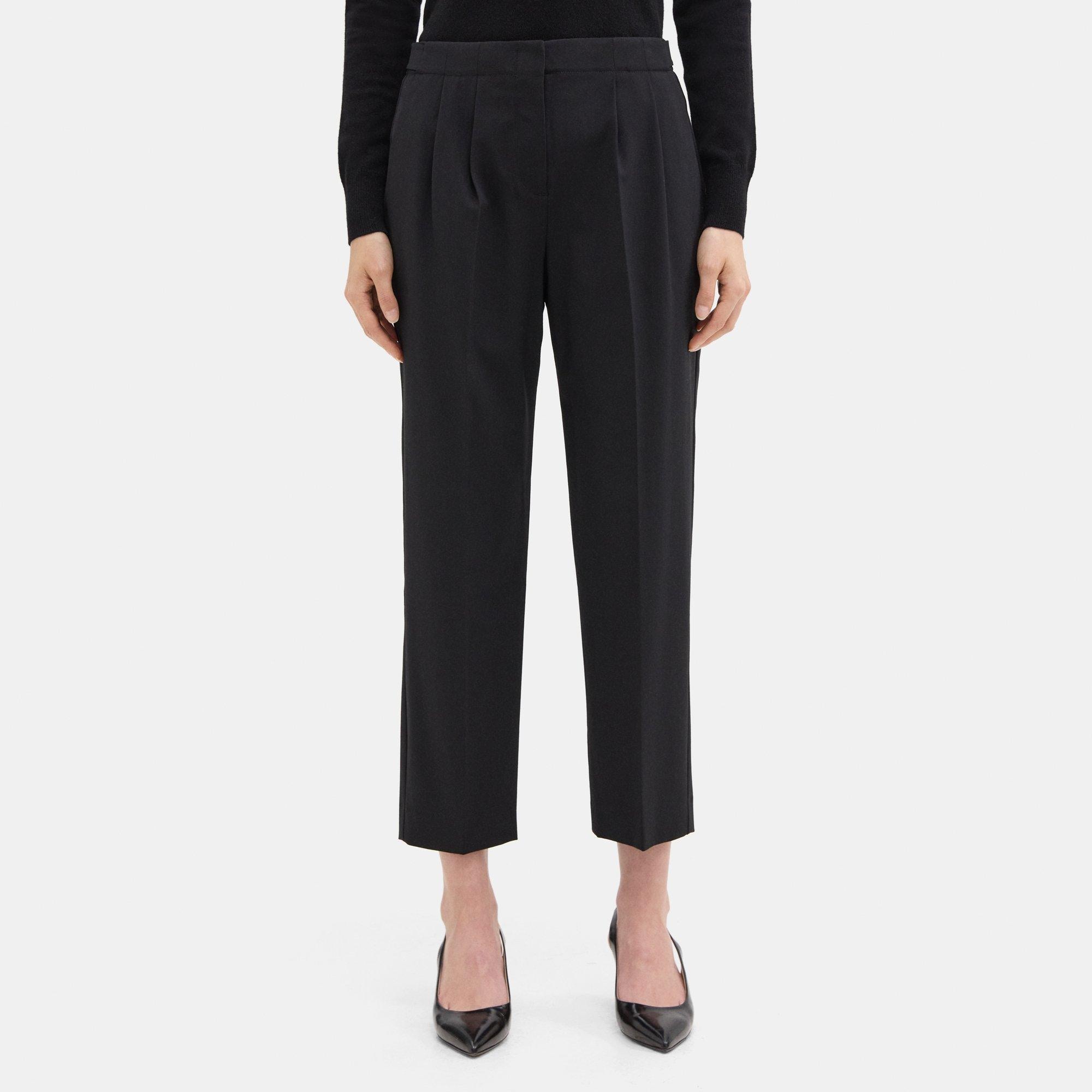 Theory Pleated Relaxed Pant in Sevona Stretch Wool