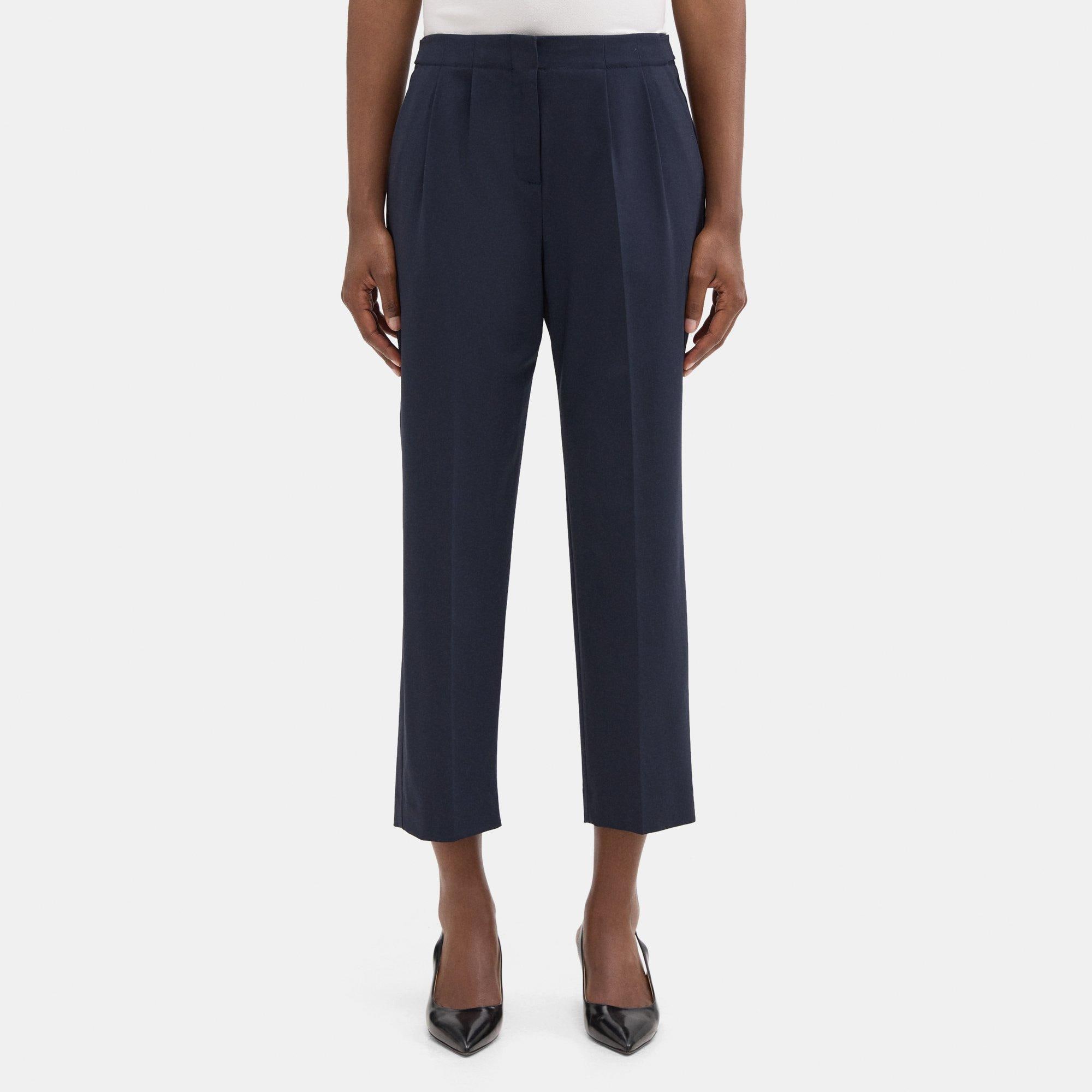 Sevona Stretch Wool Pleated Relaxed Pant | Theory Outlet