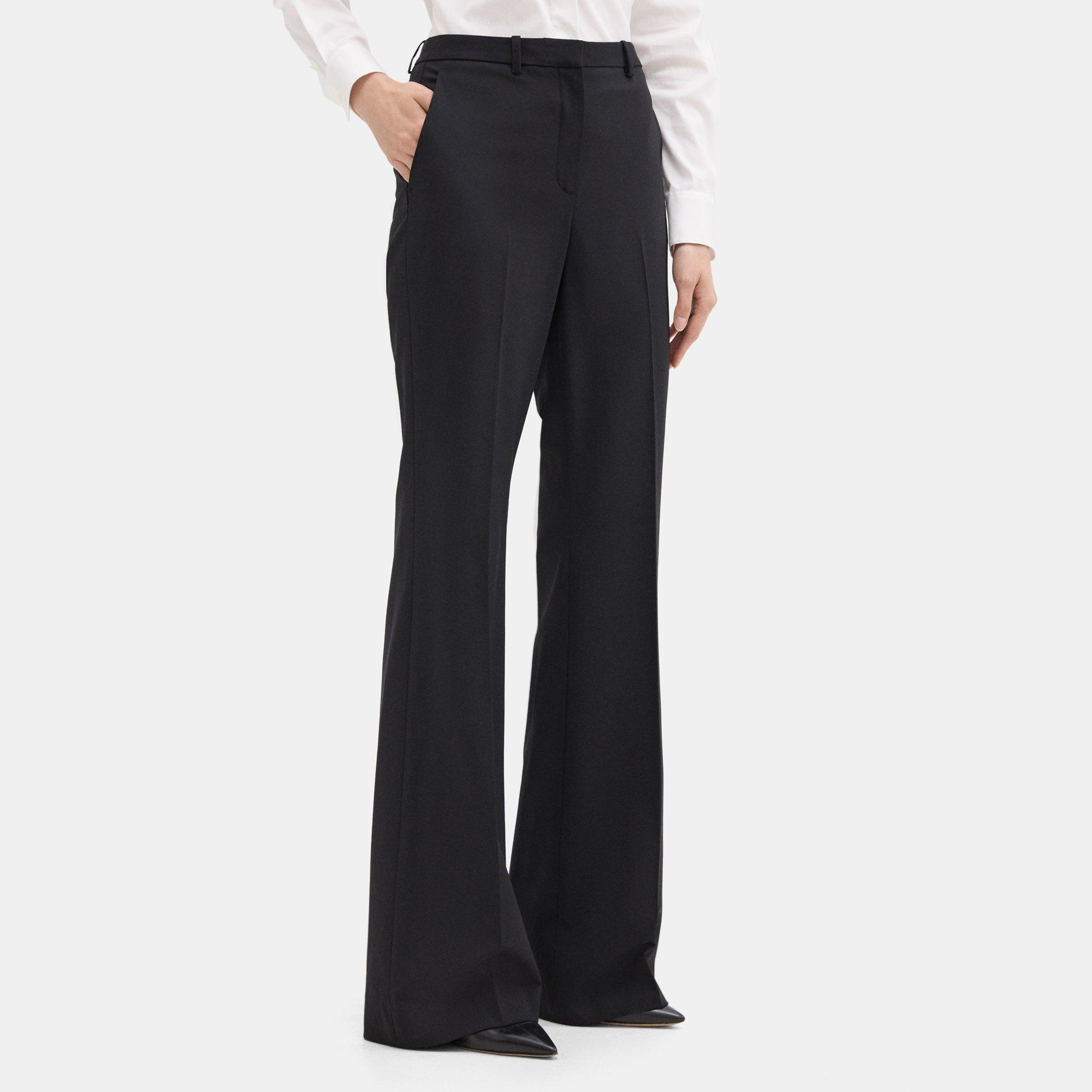 High-Waisted Flare Trouser in Stretch Wool, Women's Pants