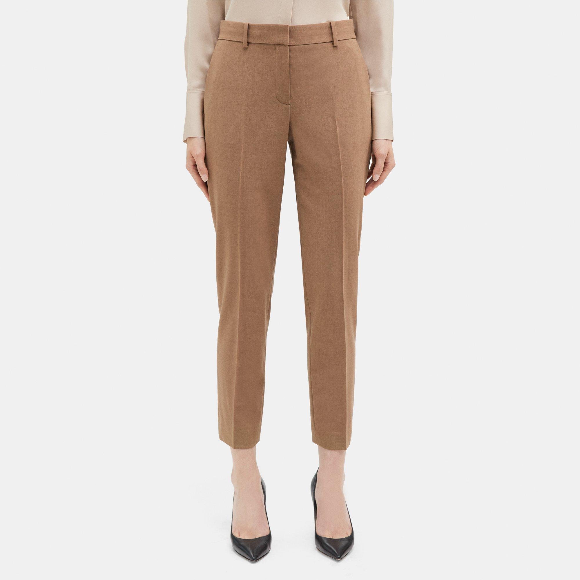 띠어리 Theory Classic Crop Pant in Sevona Stretch Wool,CAMEL