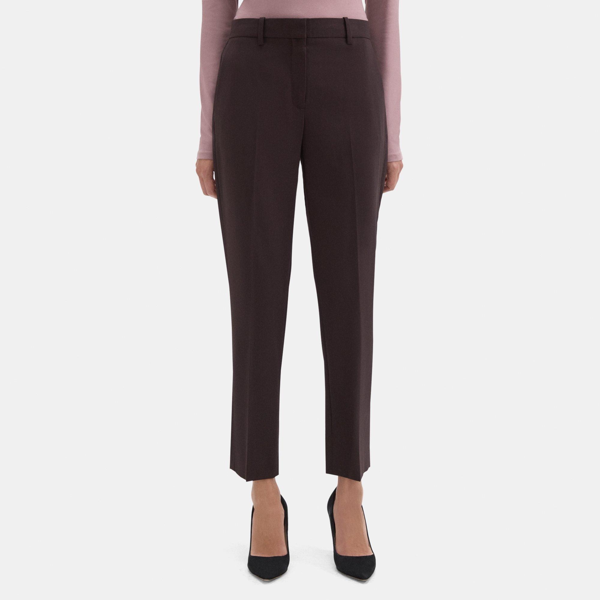 띠어리 Theory Classic Crop Pant in Sevona Stretch Wool,REDWOOD