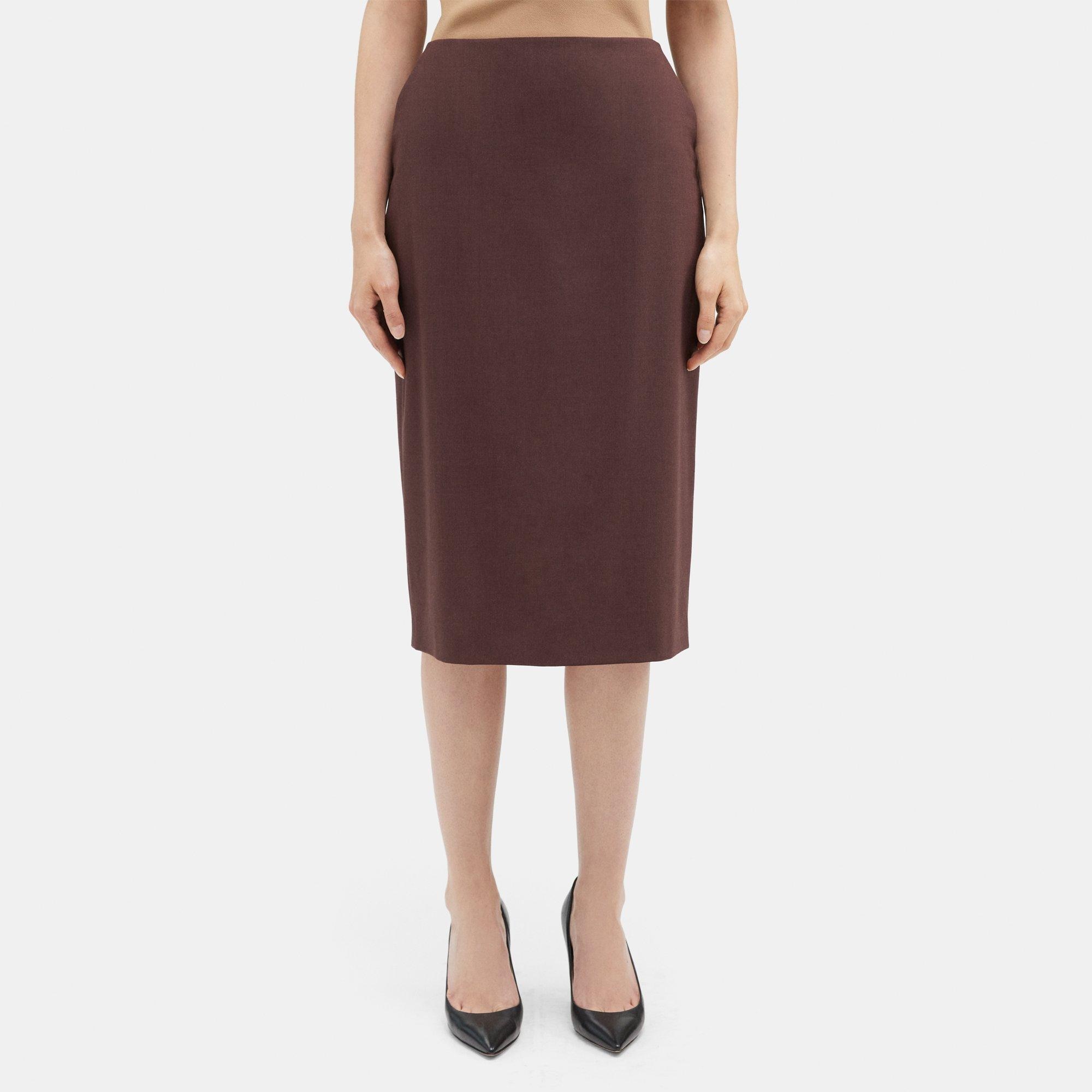 띠어리 Theory High-Waist Pencil Skirt in Sevona Stretch Wool,COPPER RUST