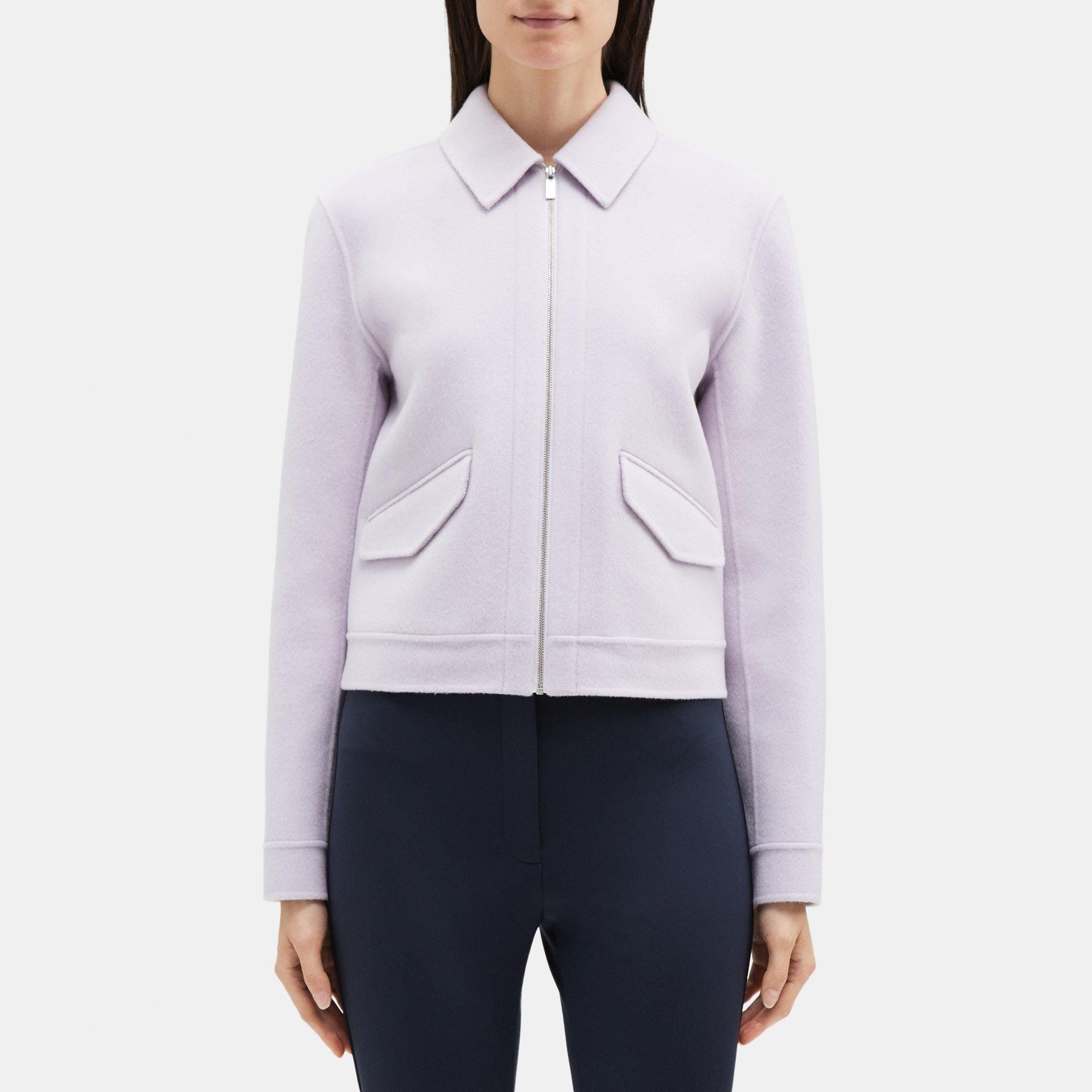 Theory Short Zip Jacket in Double-Face Wool-Cashmere
