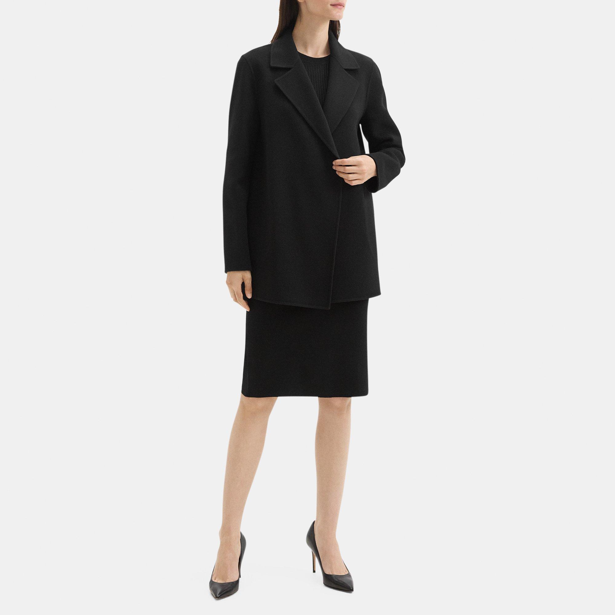 Double-Face Wool-Cashmere Open Front Coat