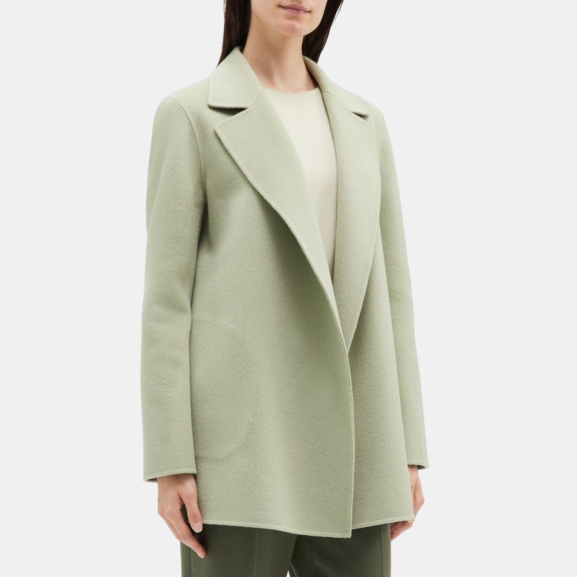 Double-Face Wool-Cashmere Open Front Coat