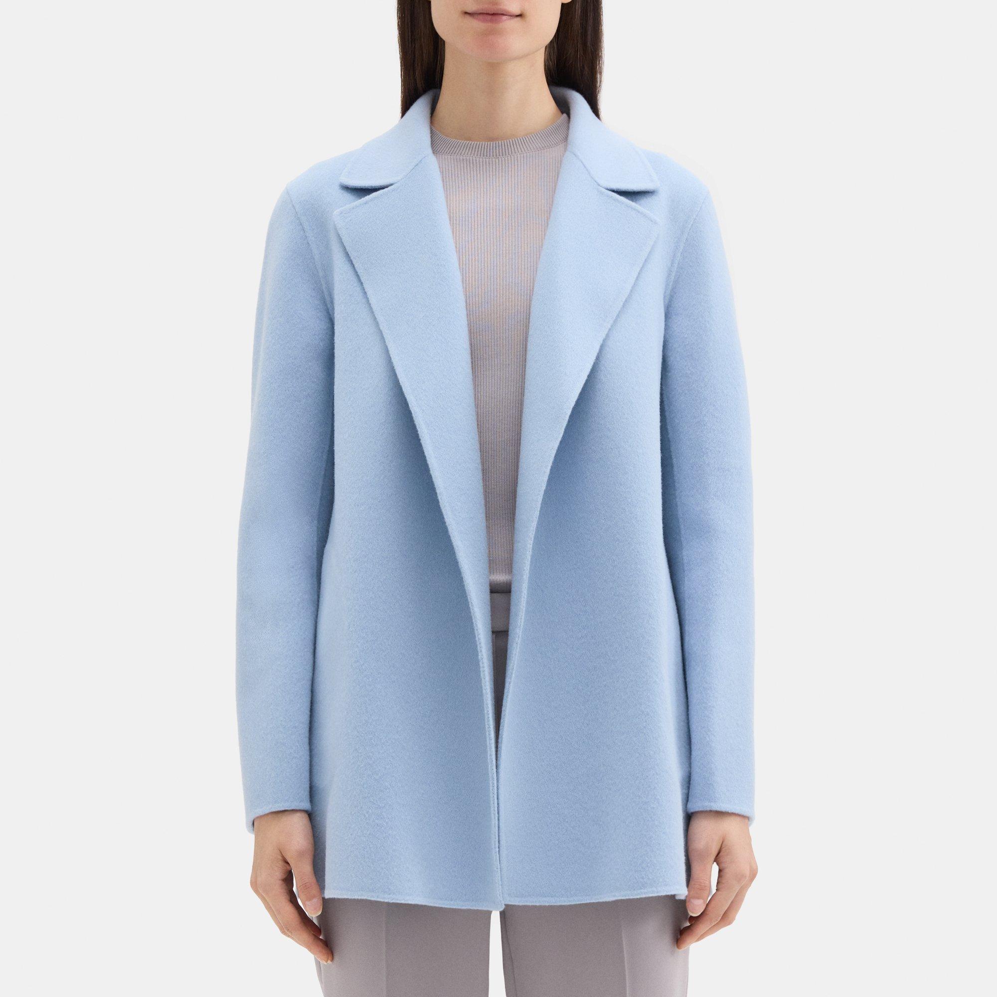 띠어리 Theory Open Front Coat in Double-Face Wool-Cashmere,BLUE FOG MELANGE