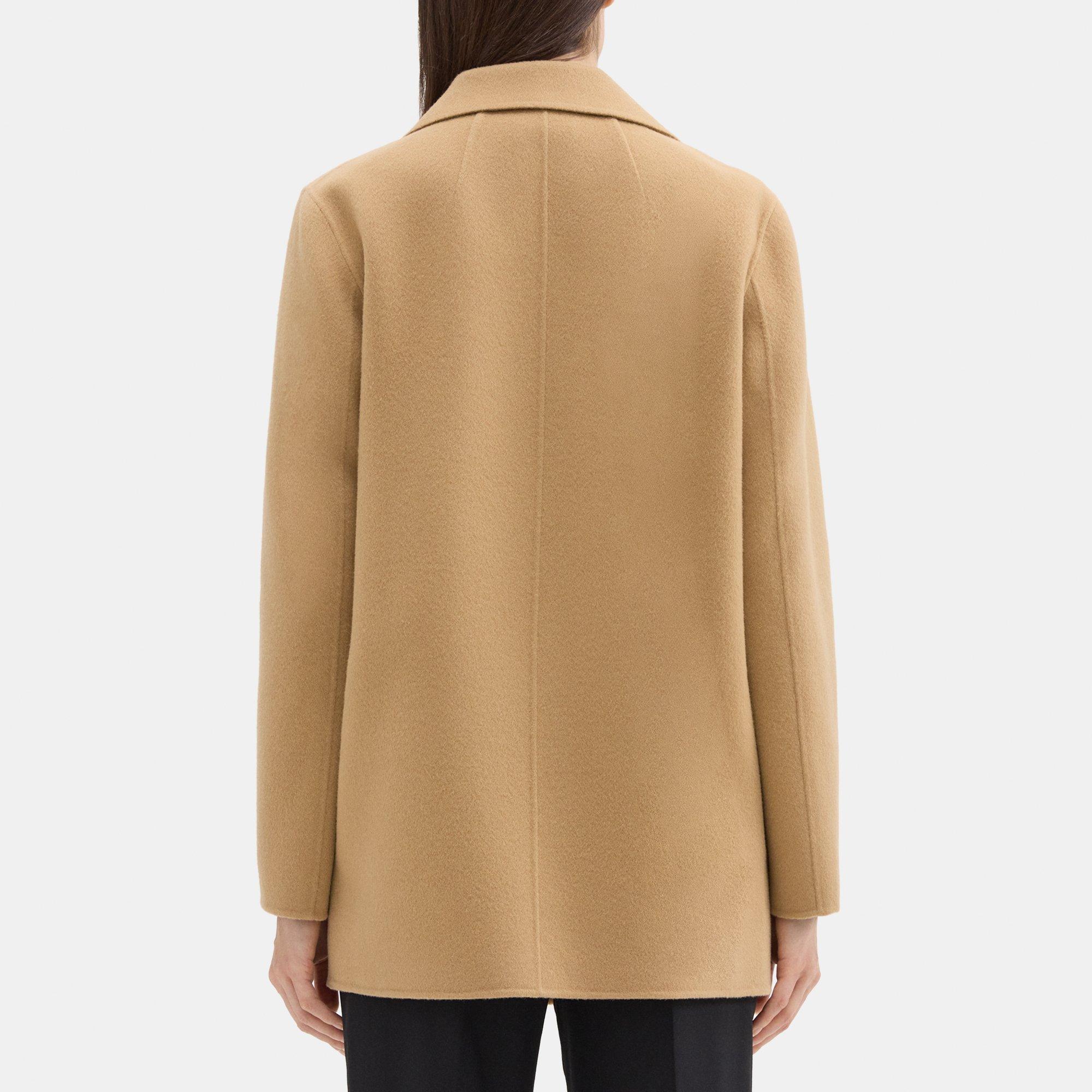 Double-Face Wool-Cashmere Open Front Coat