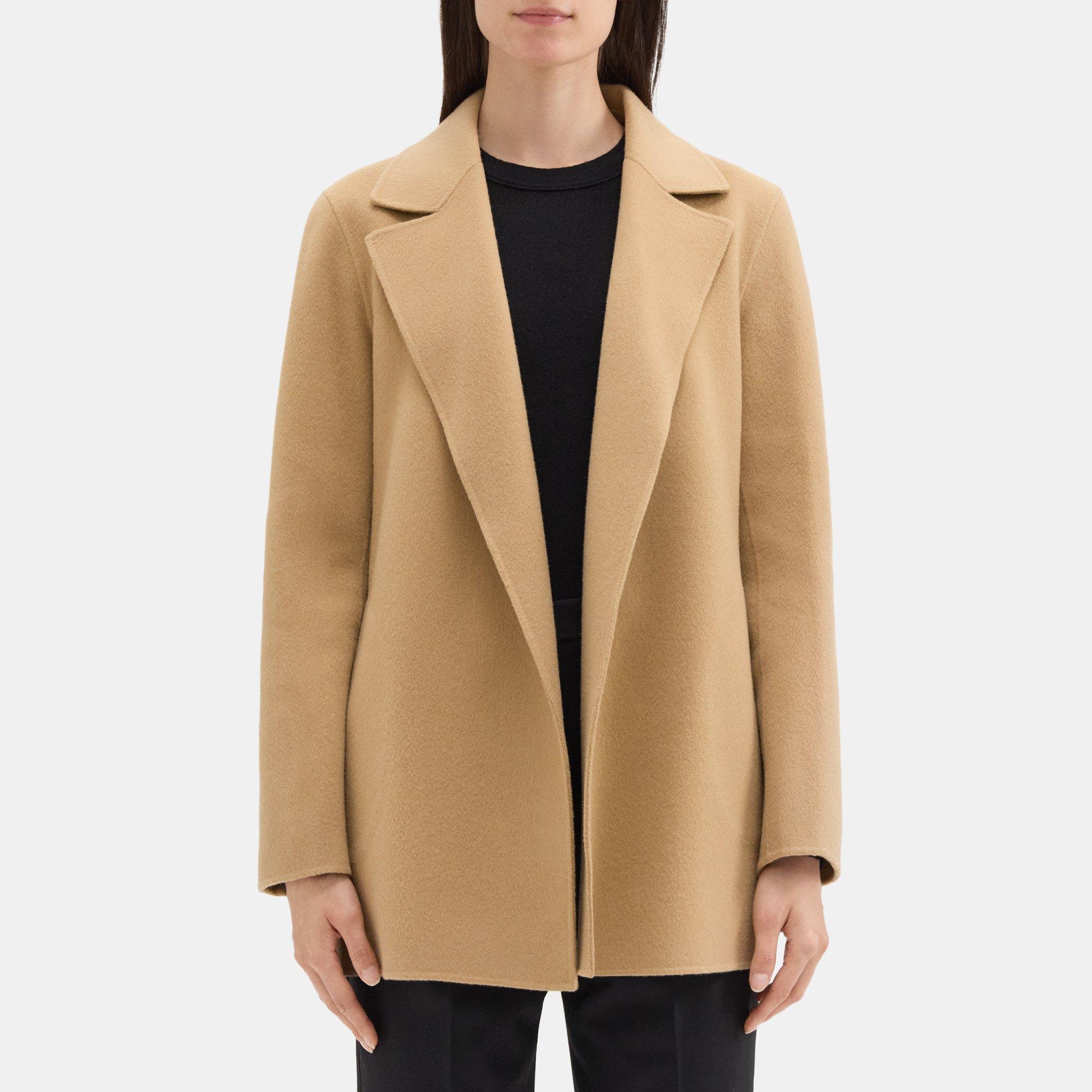 Double-Face Wool-Cashmere Open Front Coat