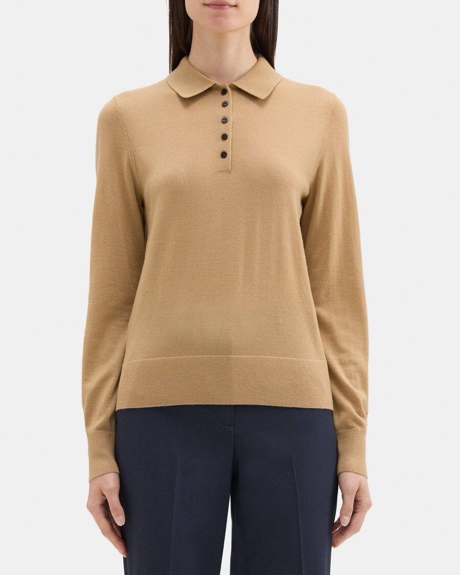 Fine Merino Wool Collared Sweater | Theory Outlet