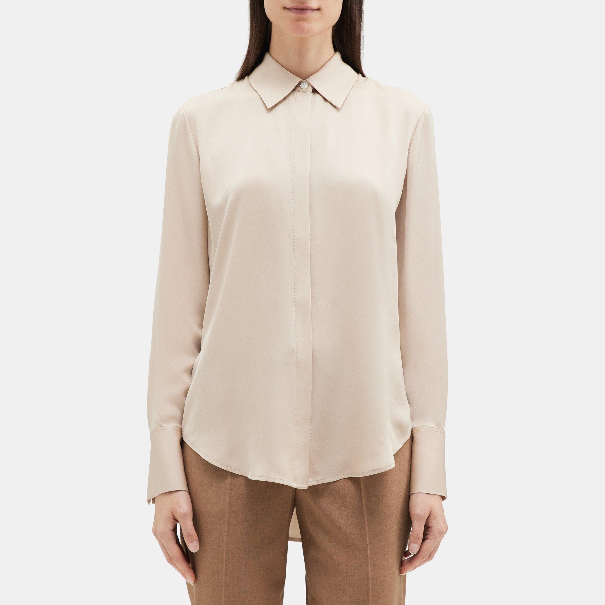 Silk Georgette Relaxed Shirt | Theory Outlet