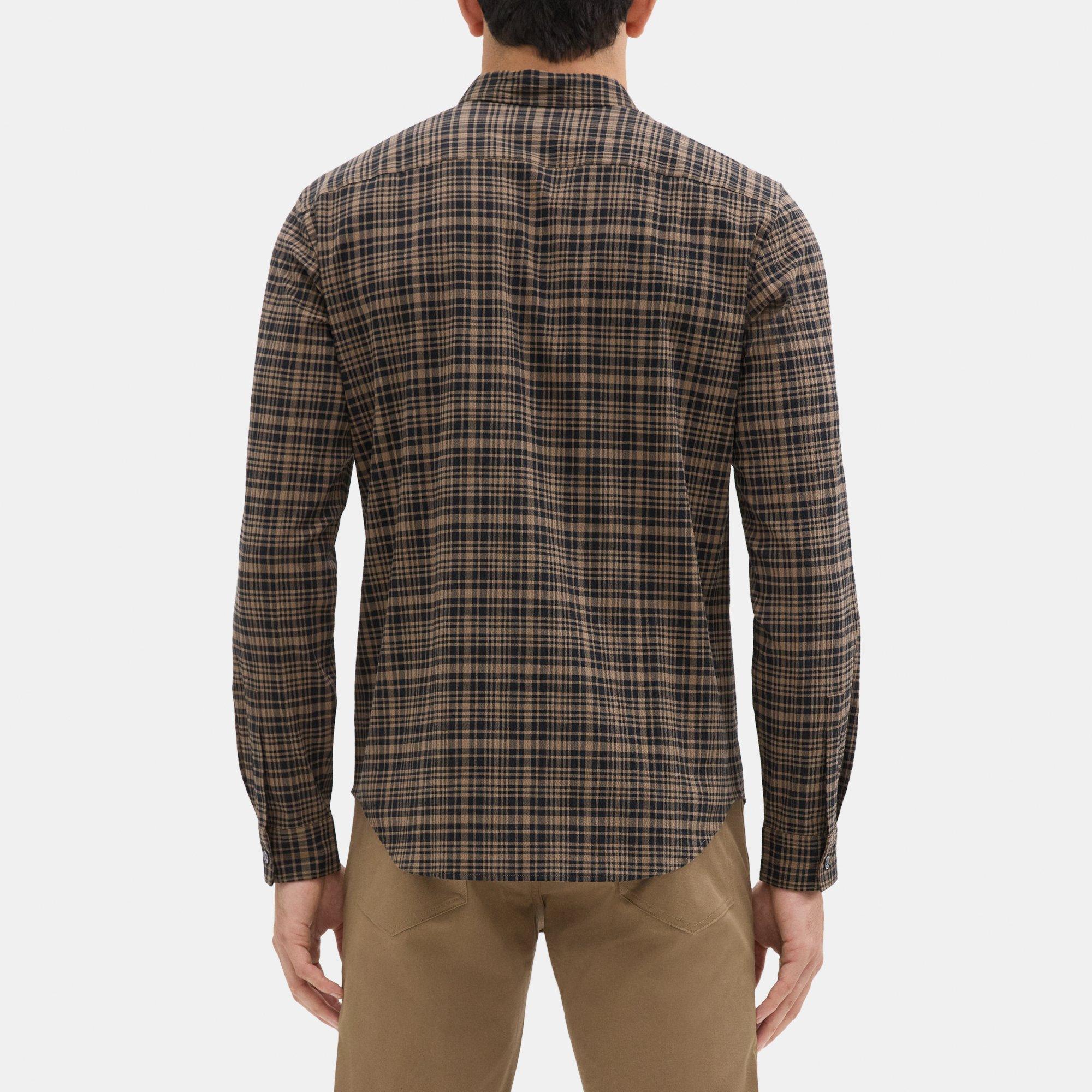 Gingham Seersucker Standard-Fit Shirt | Theory Outlet