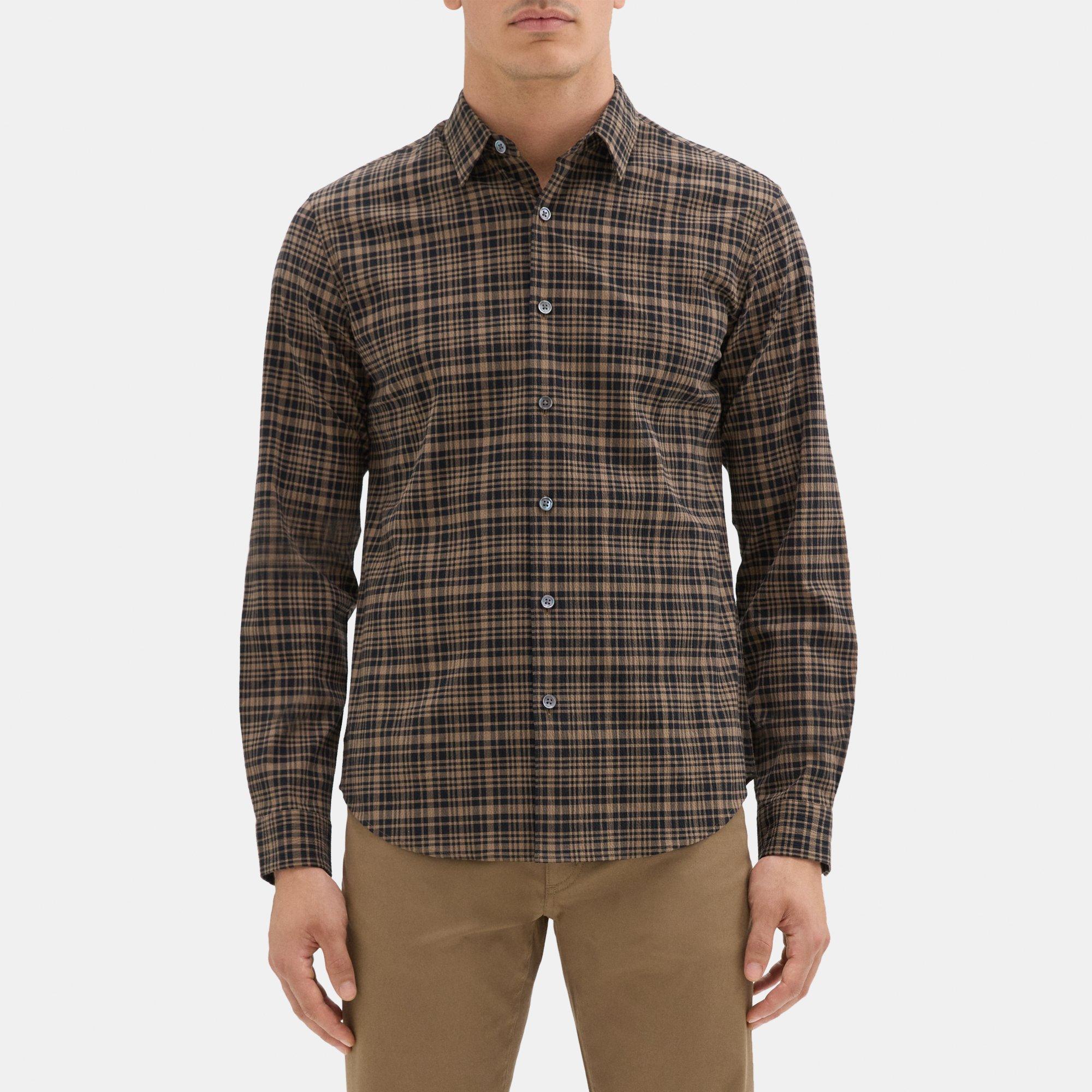MADEN Retro Patchwork Seersucker Long Sleeve Shirt main image 0