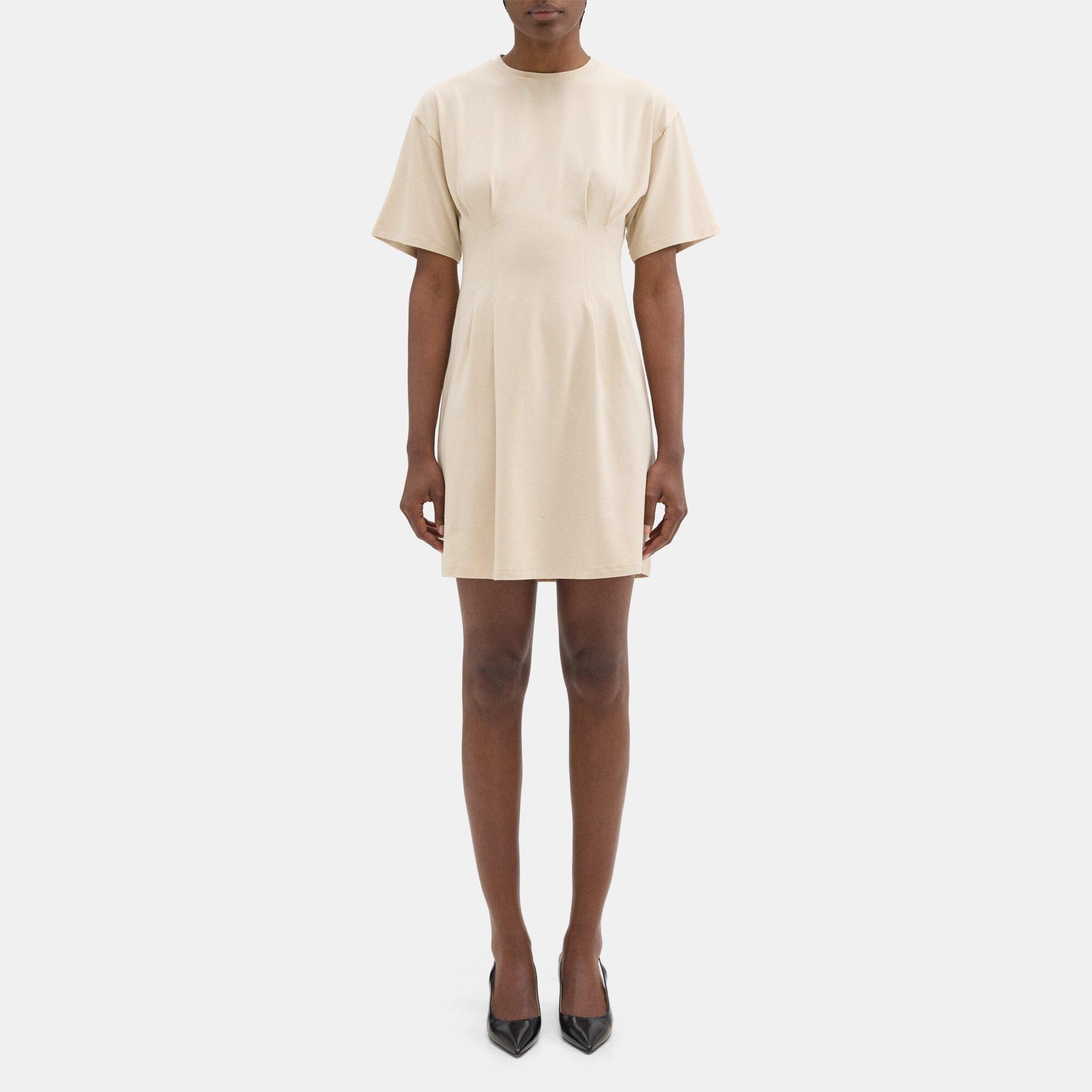 띠어리 Theory Corset Tee Dress in Stretch Modal Cotton,WHEAT