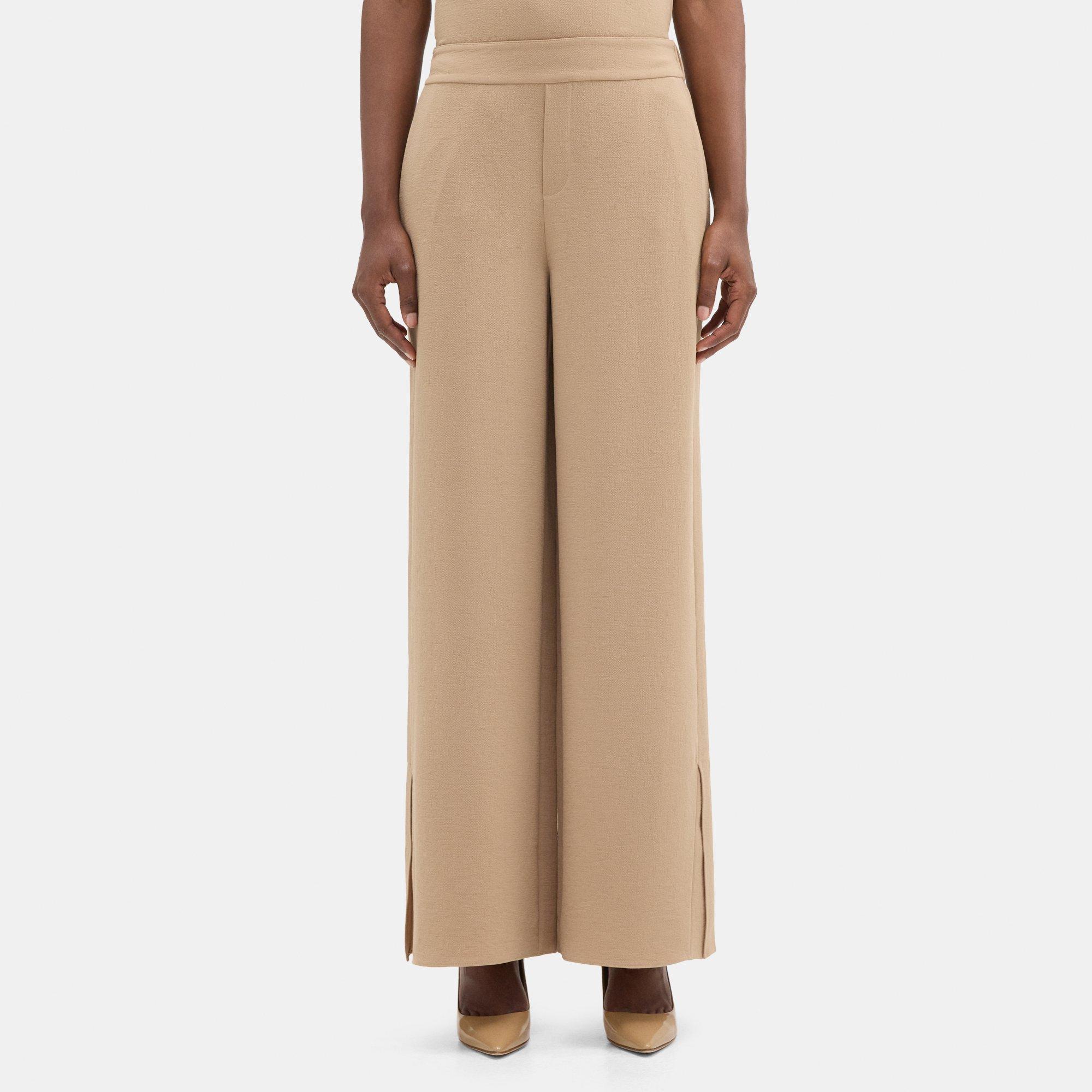Crinkle Crepe Straight Pull-On Pant | Theory Outlet
