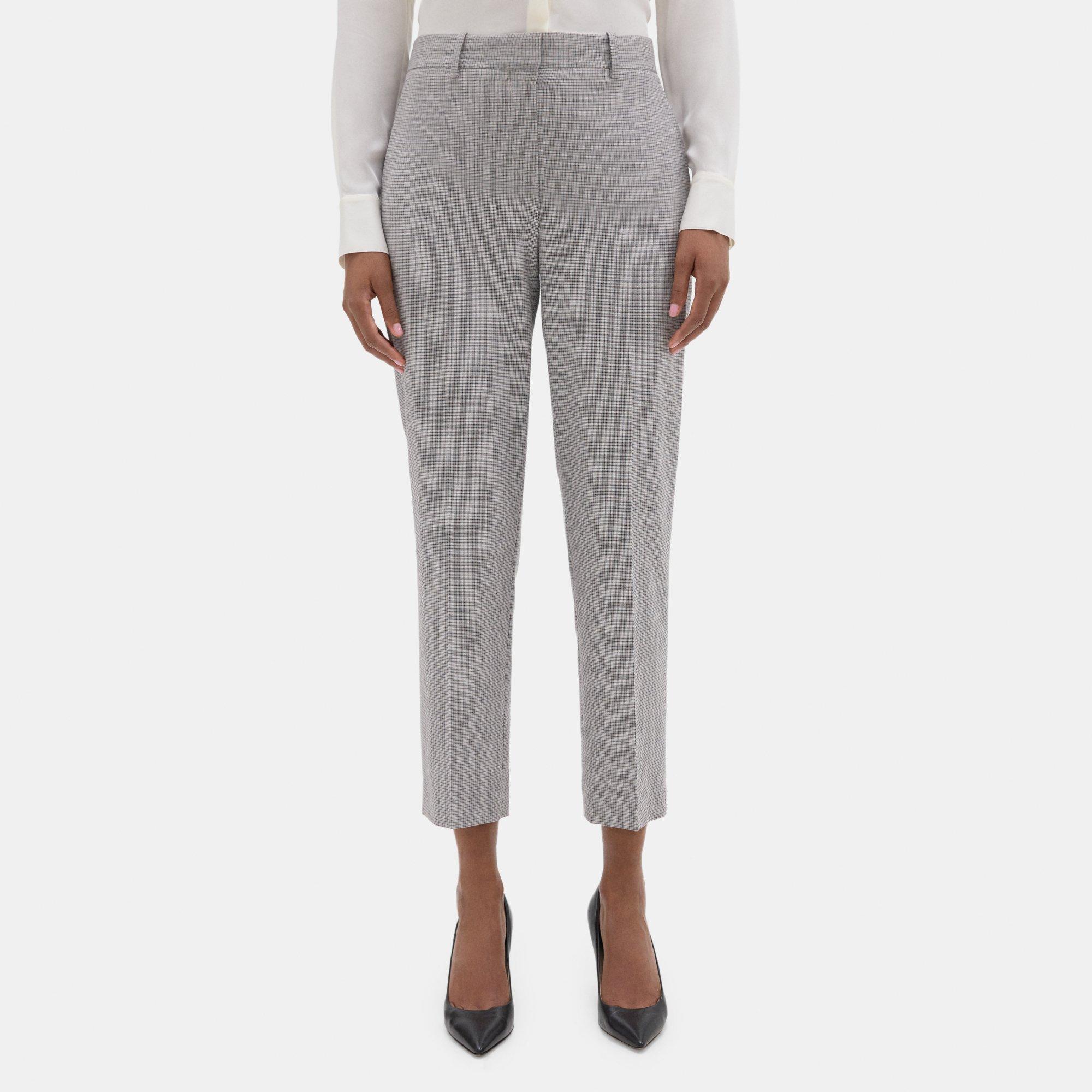 Theory Classic Crop Pant in Checked Suiting
