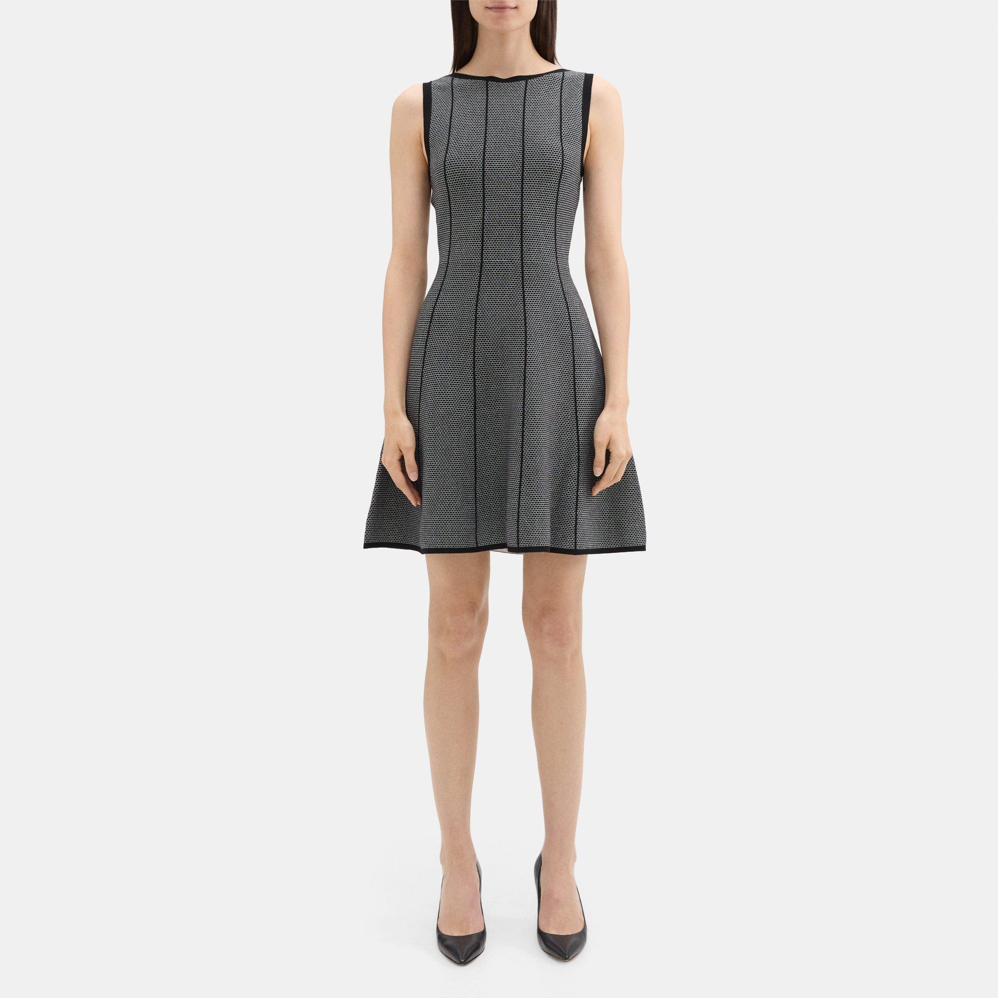 Theory Flared Dress in Stretch Viscose Knit