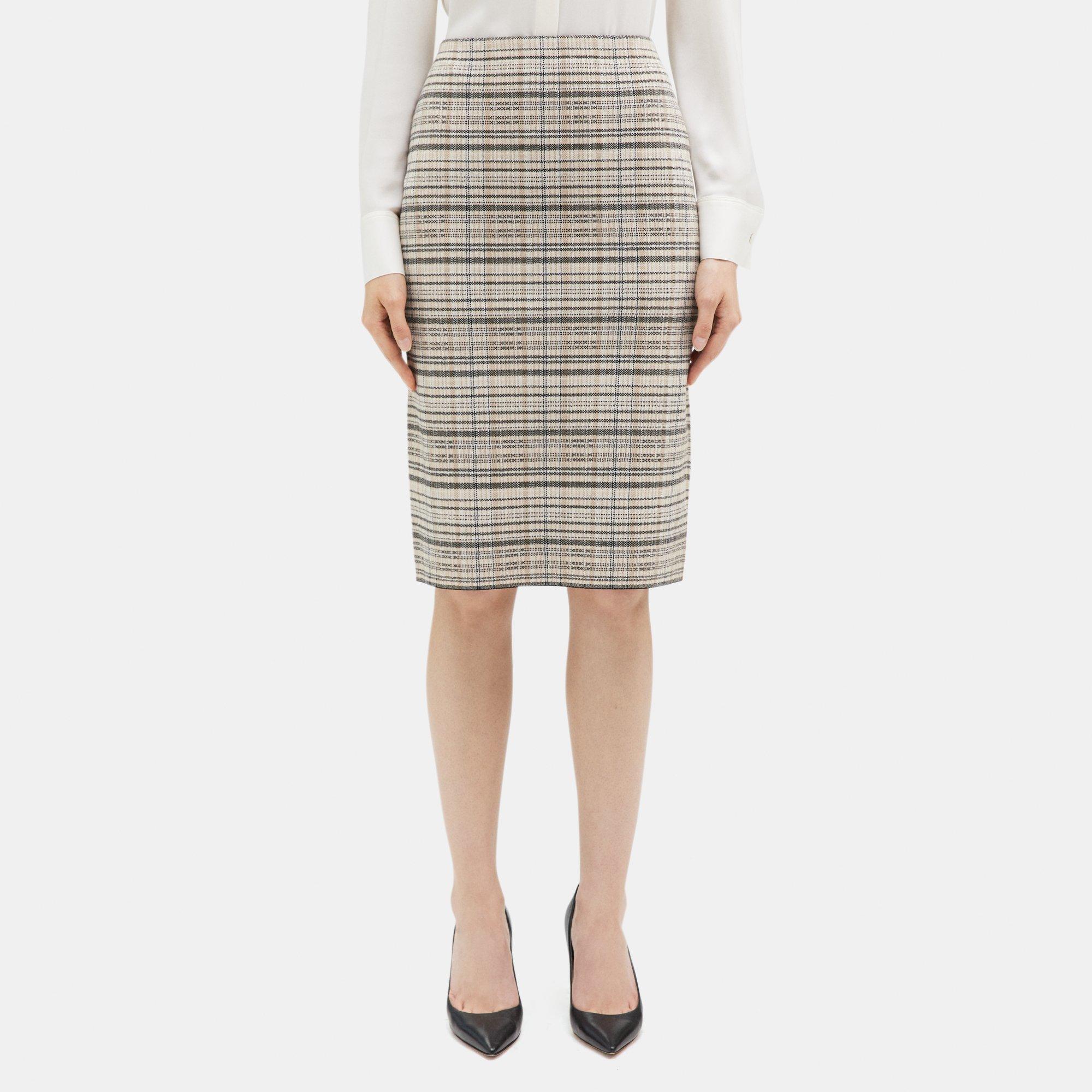 Theory plaid shop pencil skirt