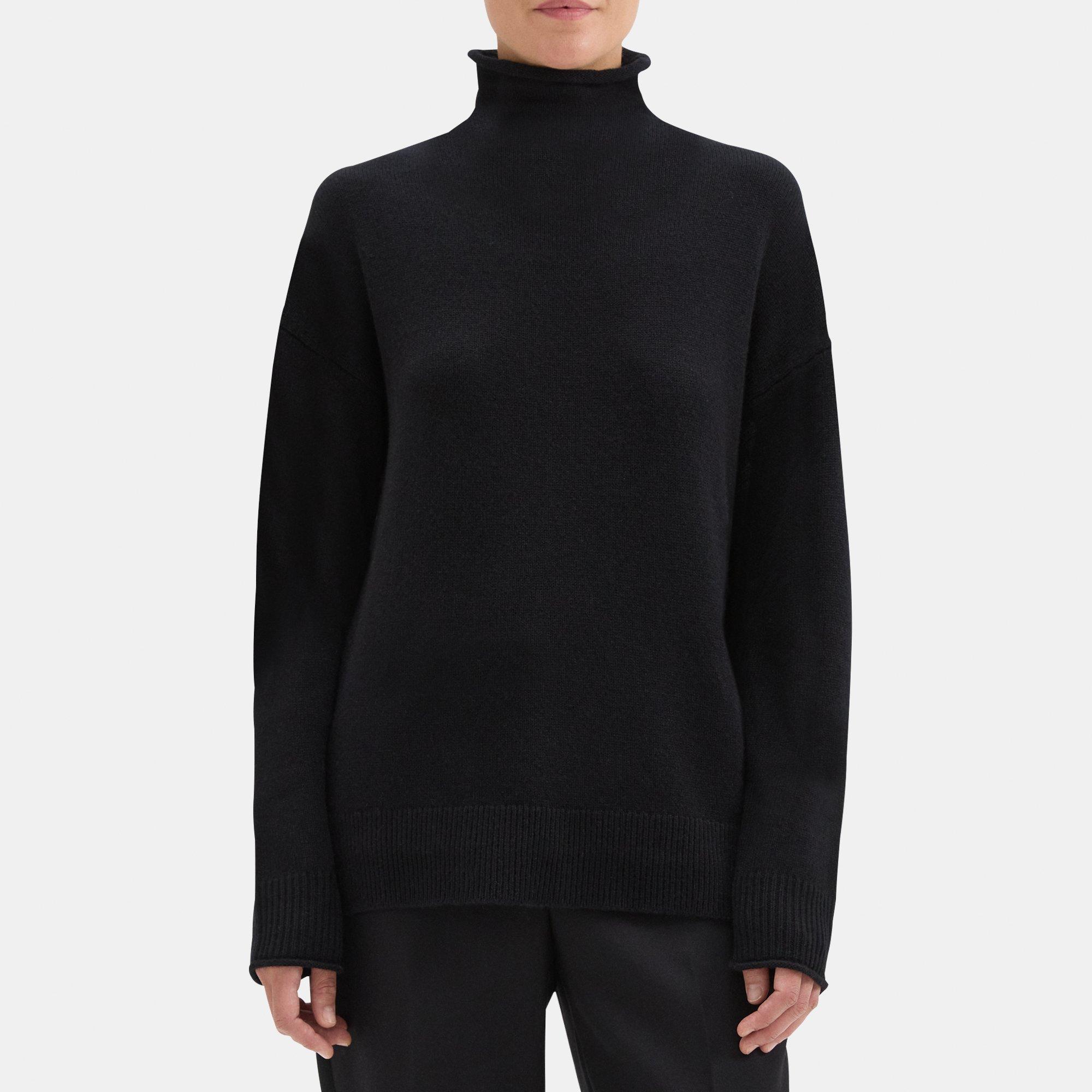 띠어리 Theory Slouchy Turtleneck Sweater in Cashmere,BLACK