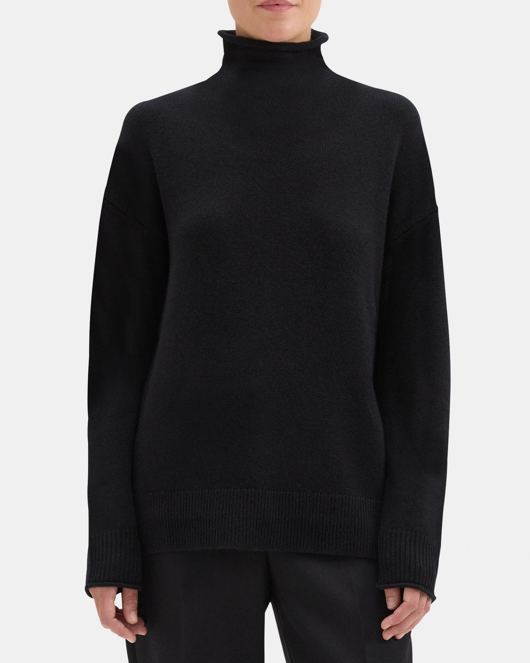 띠어리 Theory Slouchy Turtleneck Sweater in Cashmere,BLACK