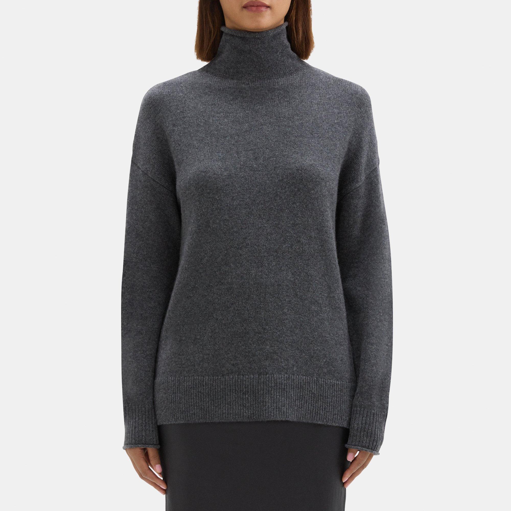 띠어리 Theory Slouchy Turtleneck Sweater in Cashmere,CHARCOAL