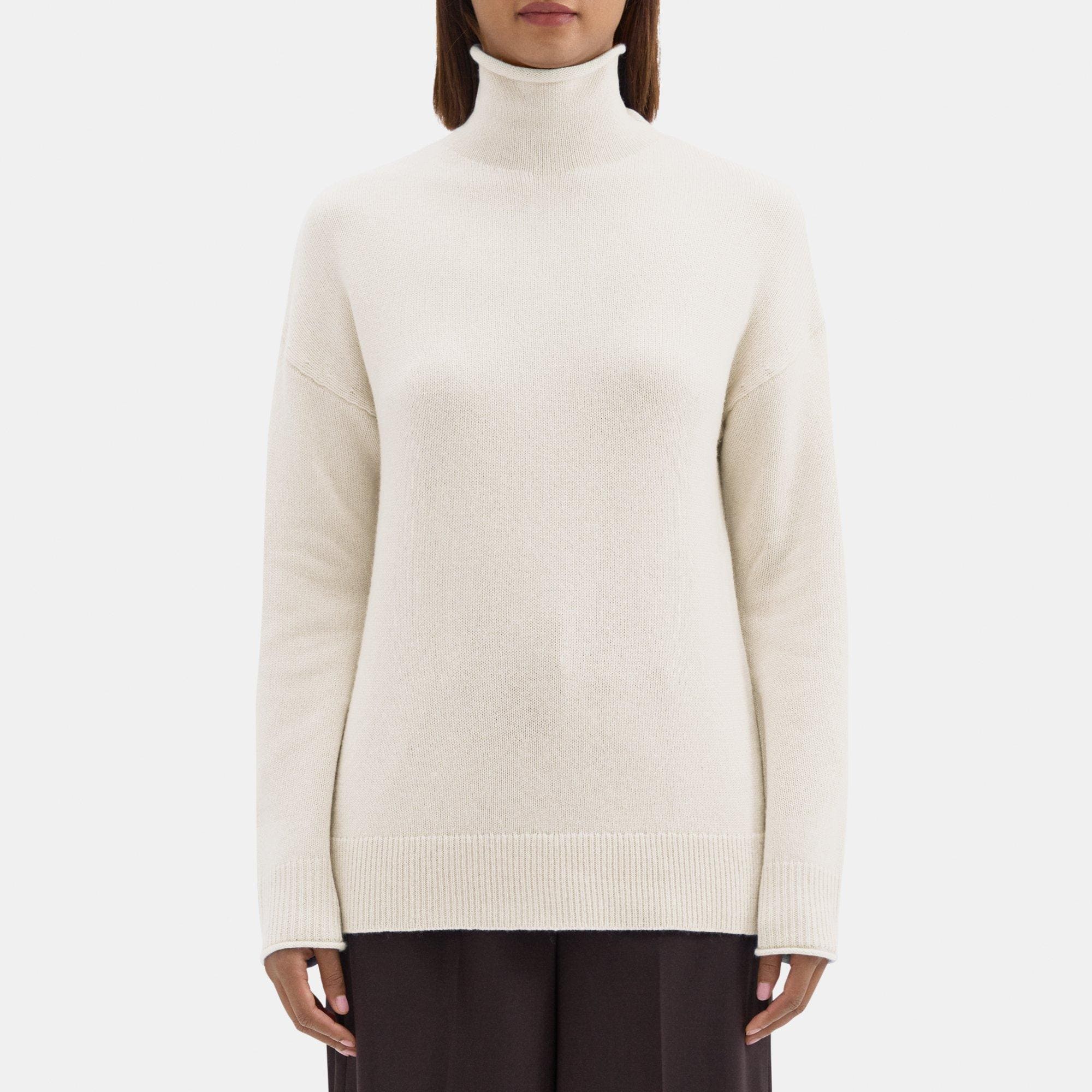 띠어리 Theory Slouchy Turtleneck Sweater in Cashmere,IVORY