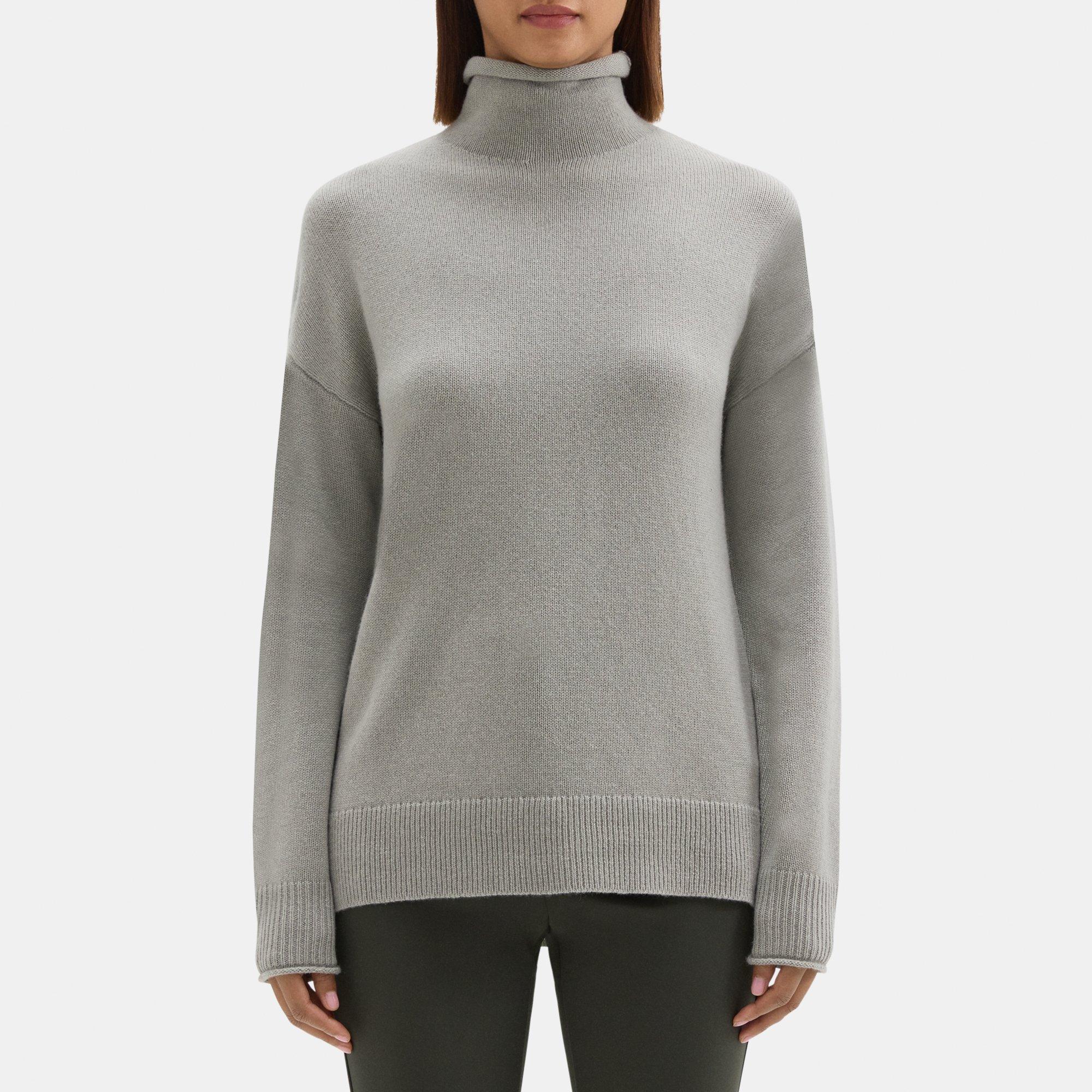 띠어리 Theory Slouchy Turtleneck Sweater in Cashmere,SAGE