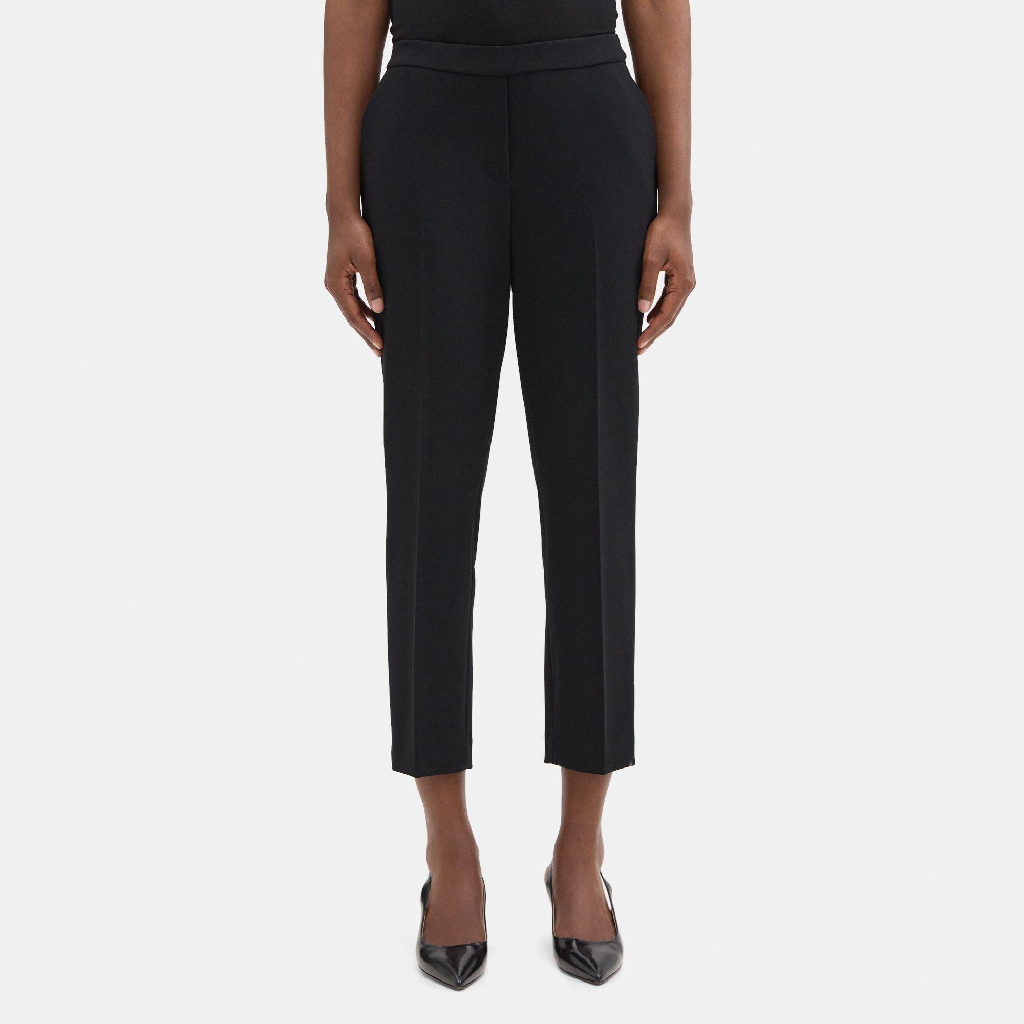 Crepe Cropped Slim Pull-On Pant | Theory Outlet